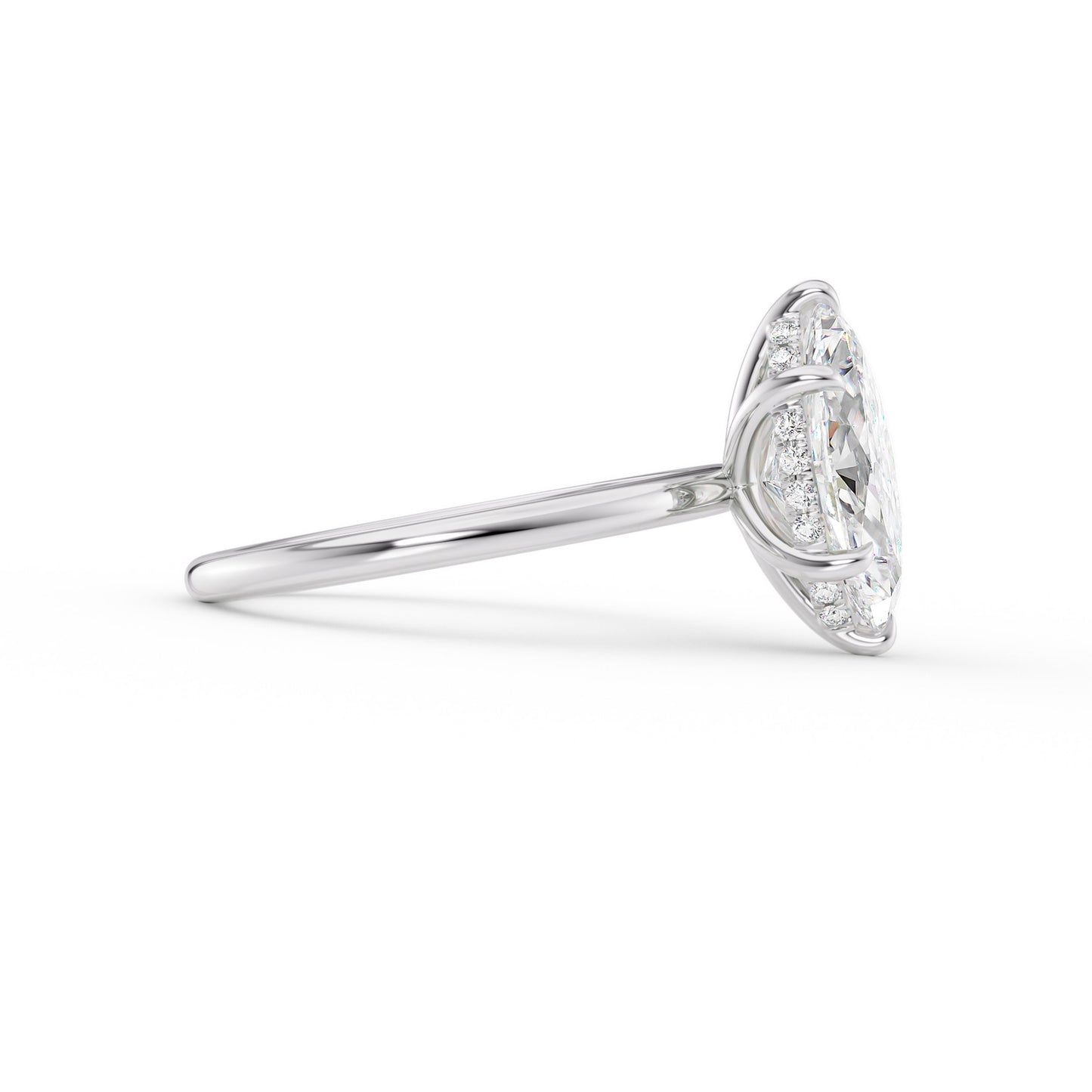 Gracie-1.0 Carats Marquise Moissanite Hidden Halo Engagement Ring