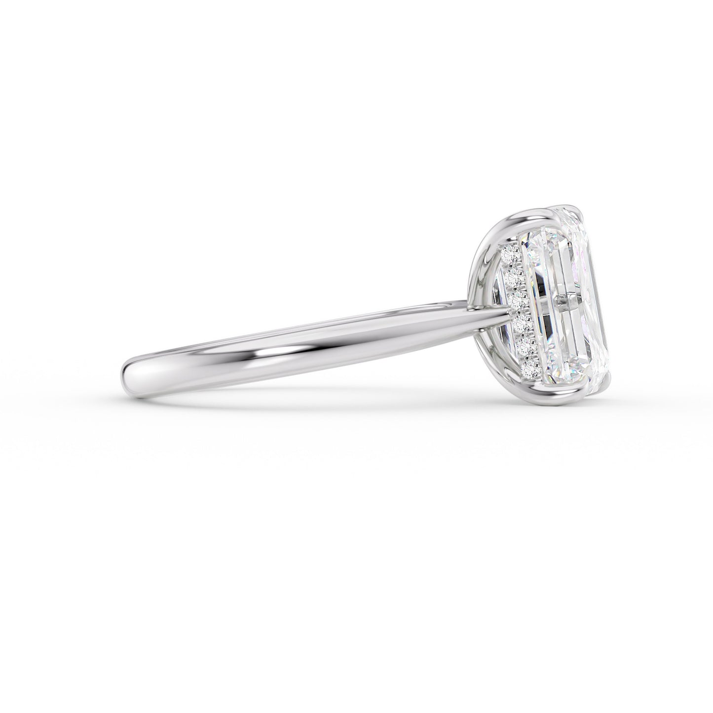 Willow-1.20 Carats Emerald Moissanite Hidden Halo Engagement Ring