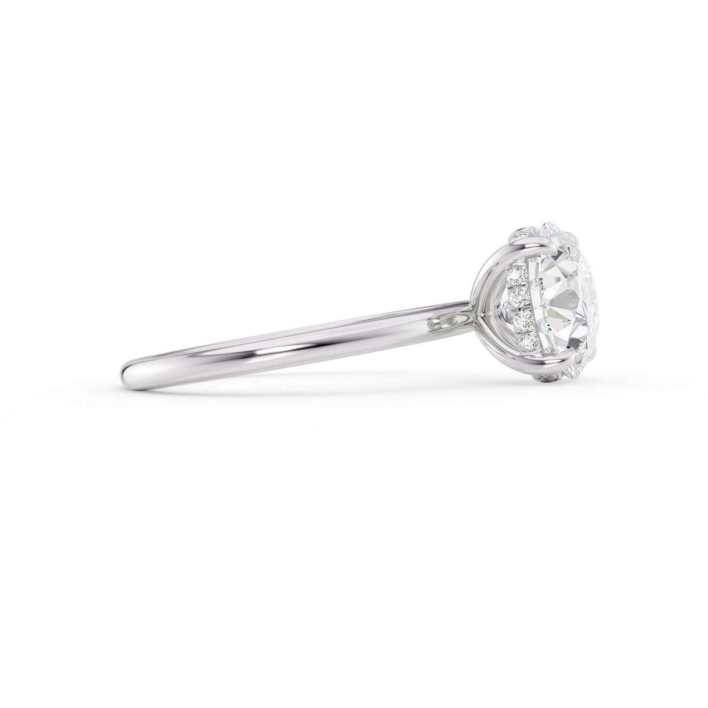 Julia-1.20 Carats Round Moissanite Hidden Halo Engagement Ring
