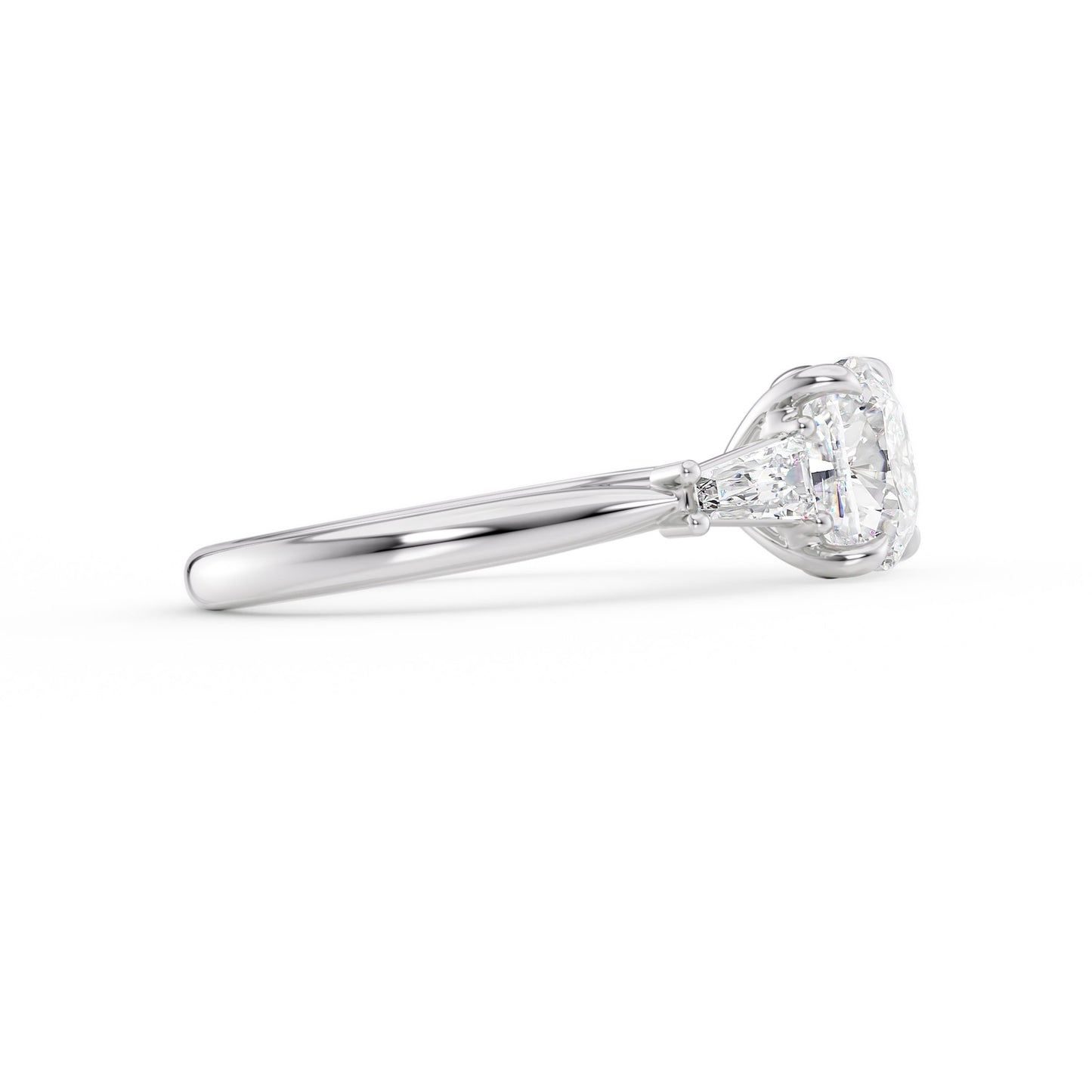 Luna-2.40 Carats Cushion Moissanite Three Stone Engagement Ring