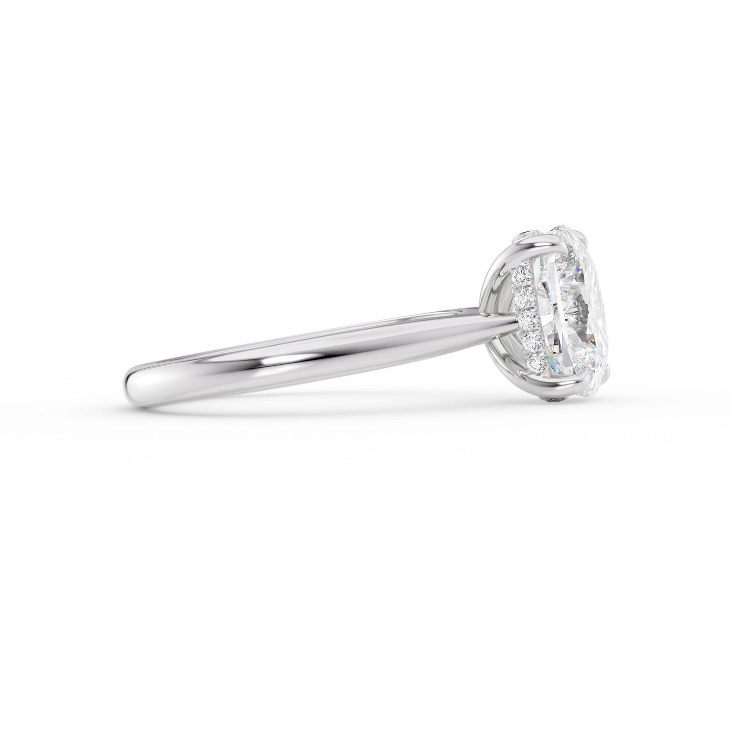 Eleanor-1.30 Carats Cushion Moissanite Hidden Halo Engagement Ring