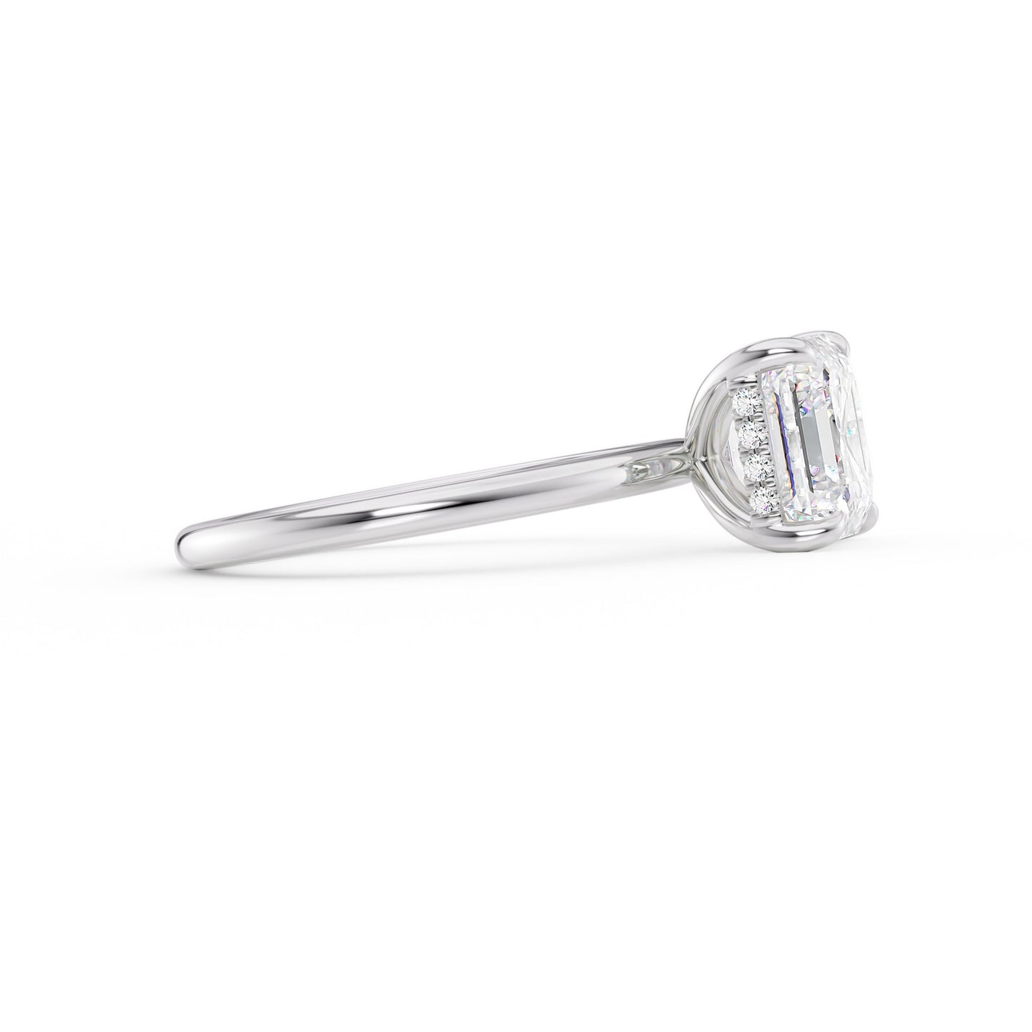 Nicole-1.0 Carats Asscher Moissanite Hidden Halo Engagement Ring