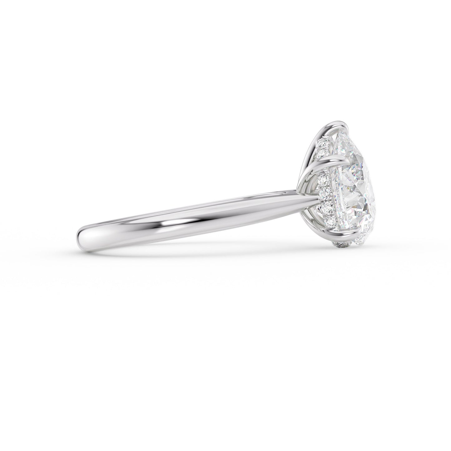 Maria-1.0 Carats Pear Moissanite Hidden Halo Engagement Ring