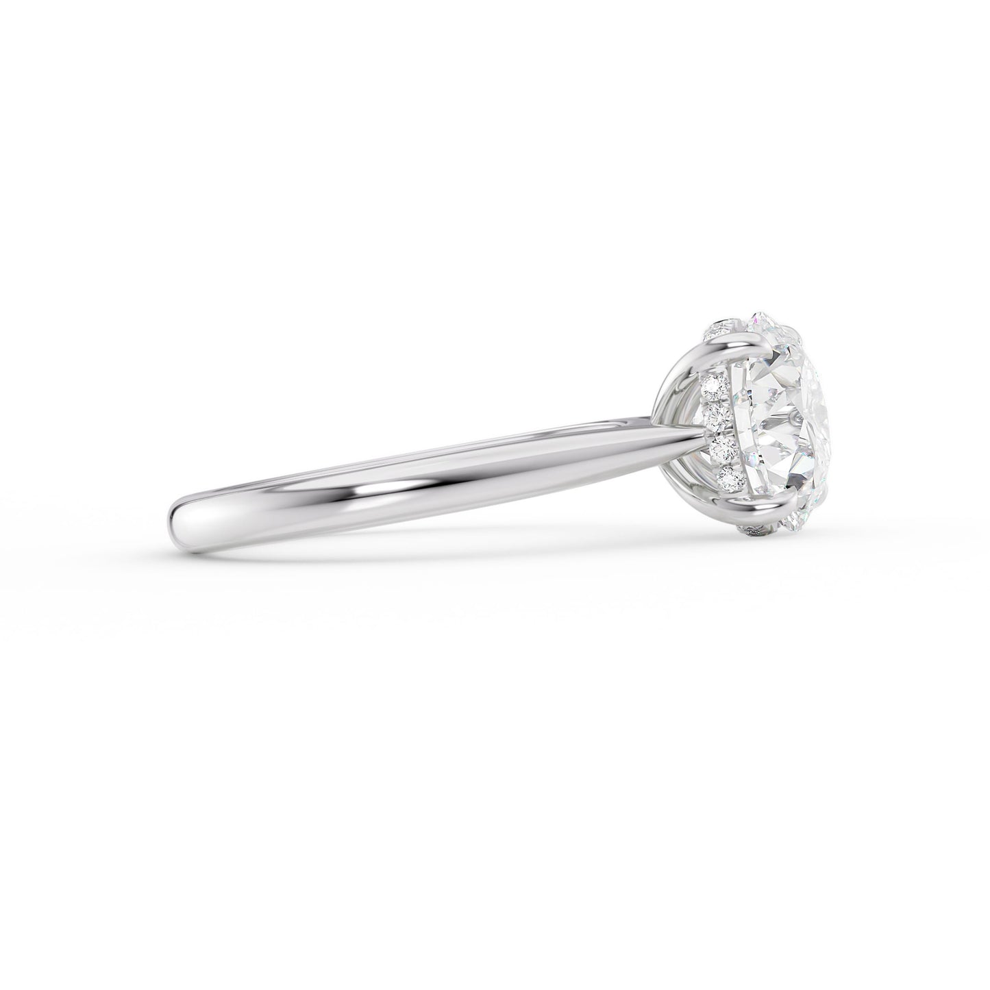 Emma-1.20 Carats Round Moissanite Hidden Halo Engagement Ring