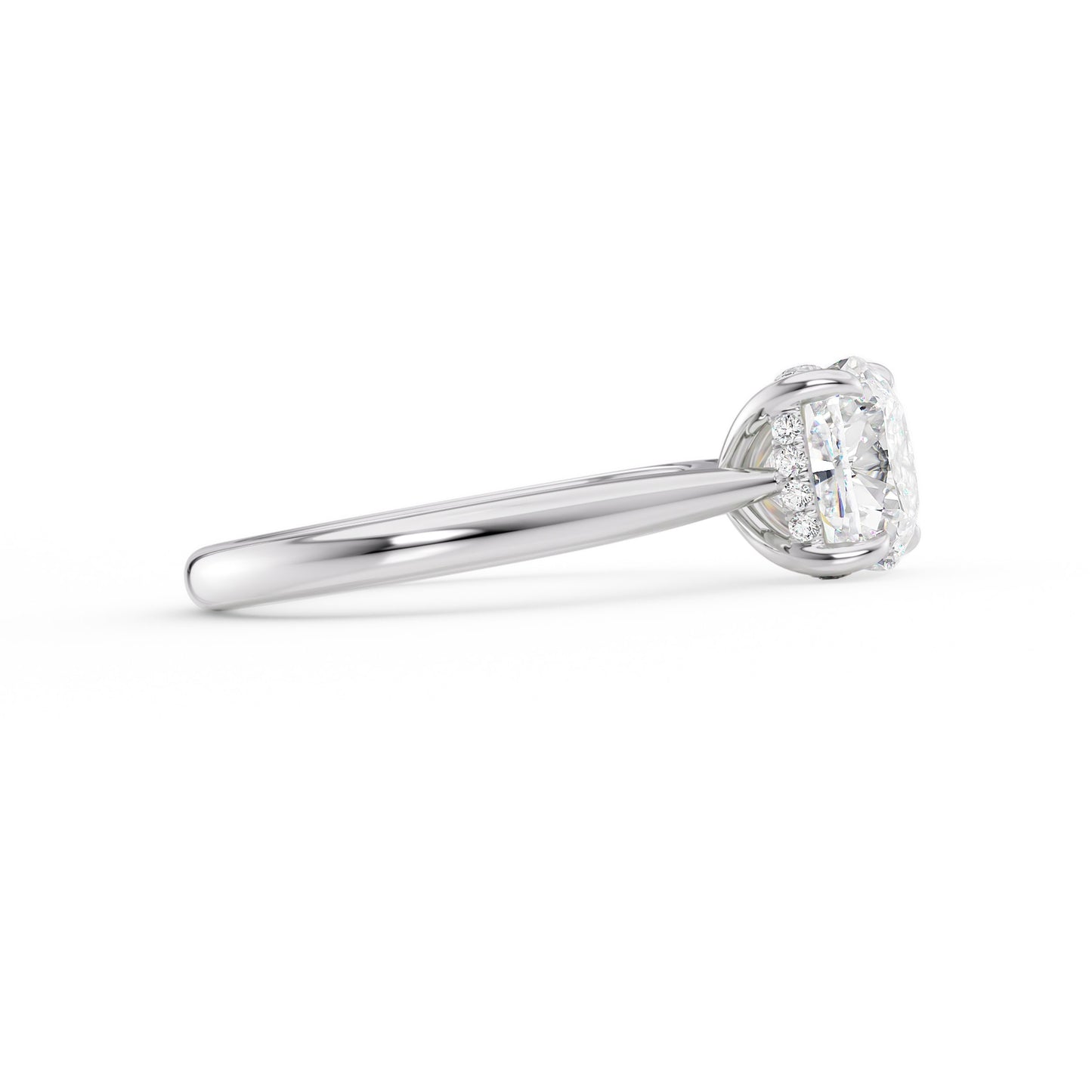 Victoria-1.10 Carats Cushion Moissanite Hidden Halo Engagement Ring