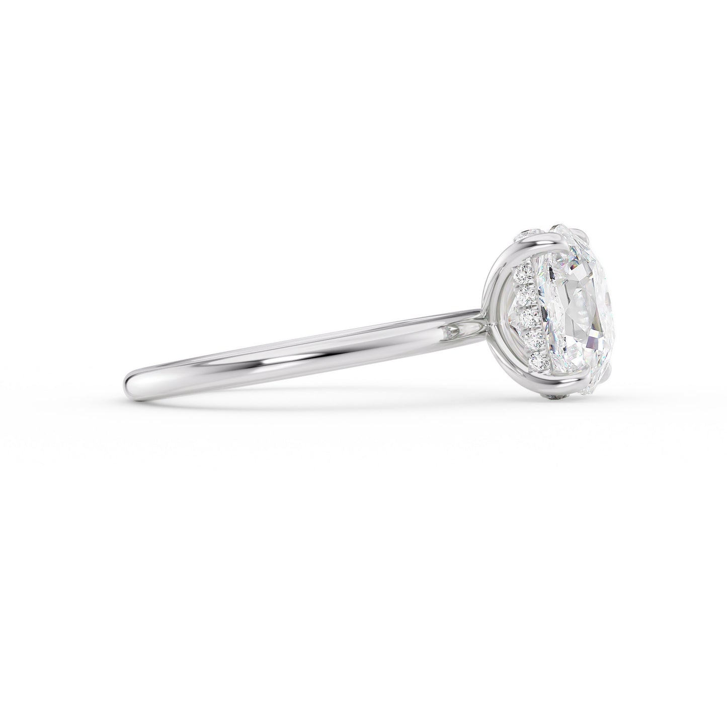 Daisy-1.80 Carats Cushion Moissanite Hidden Halo Engagement Ring
