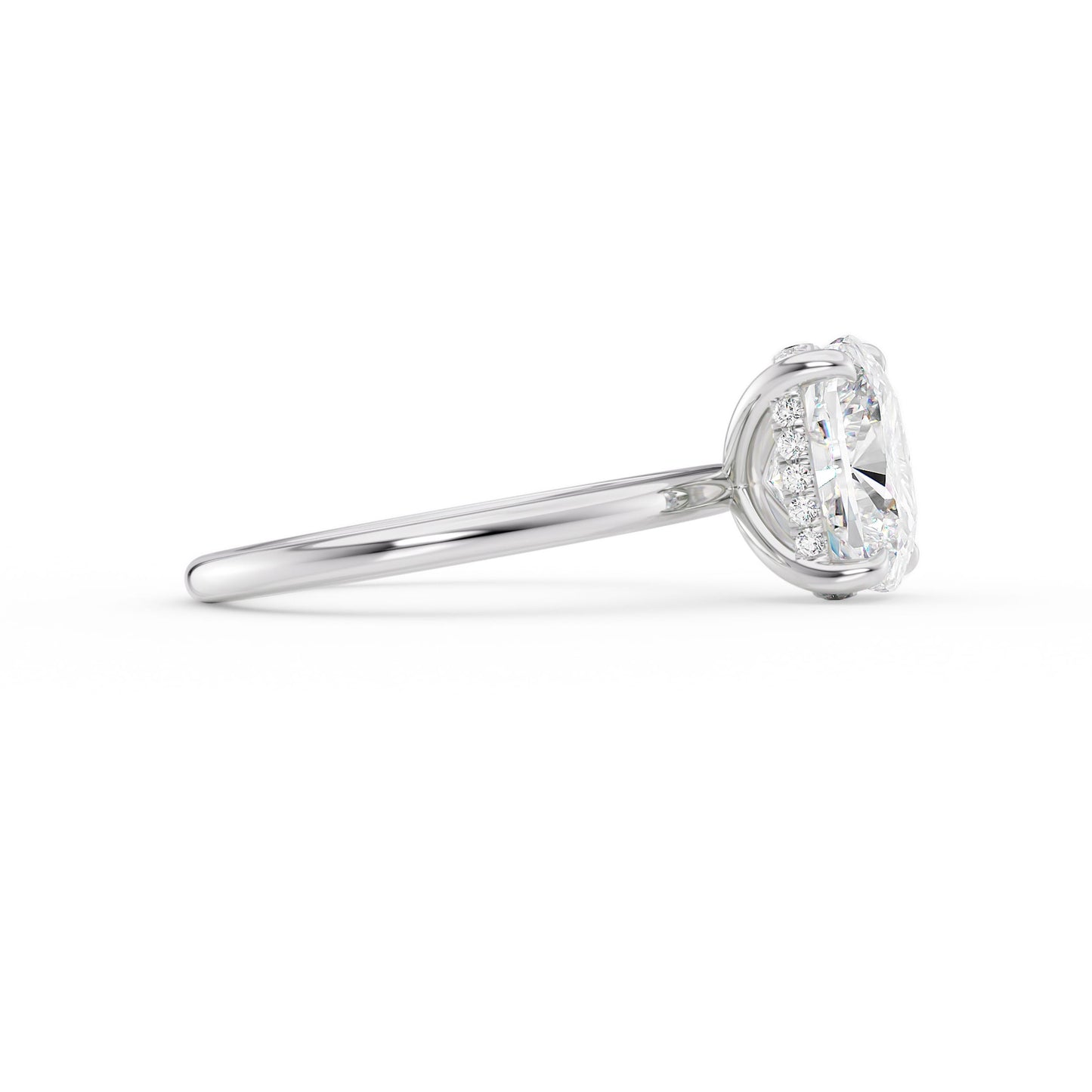 Ava-1.80 Carats Cushion Moissanite Hidden Halo Engagement Ring