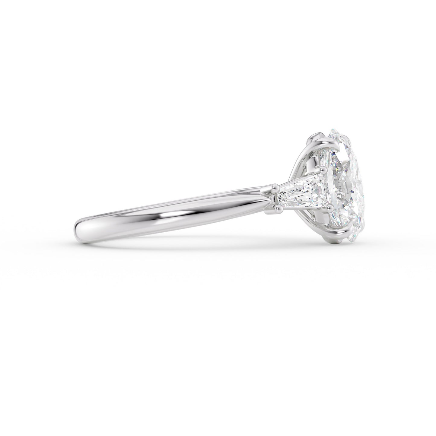 Seraphina-1.80 Carats Oval Moissanite Three Stone Engagement Ring