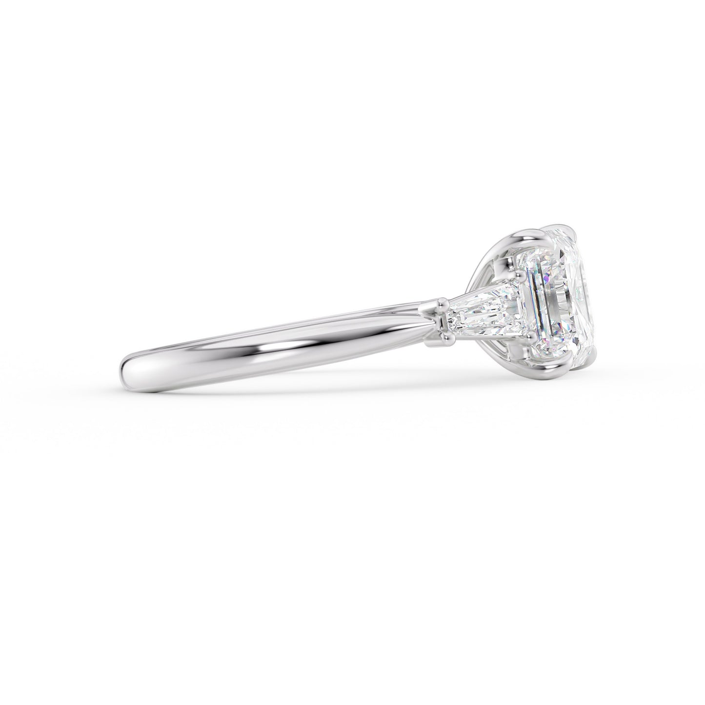 Makayla-1.50 Carats Asscher Moissanite Three Stone Engagement Ring