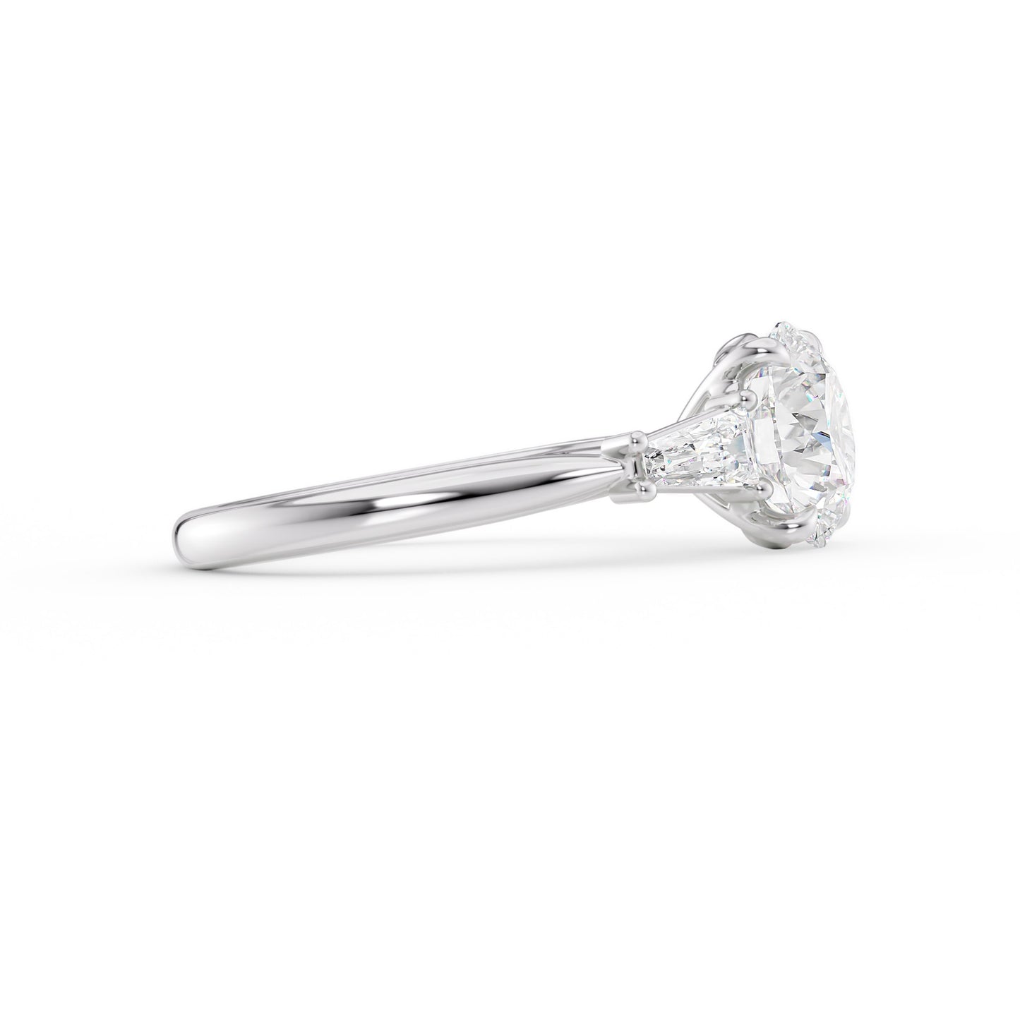 Madeline-2.80 Carats Round Moissanite Three Stone Engagement Ring
