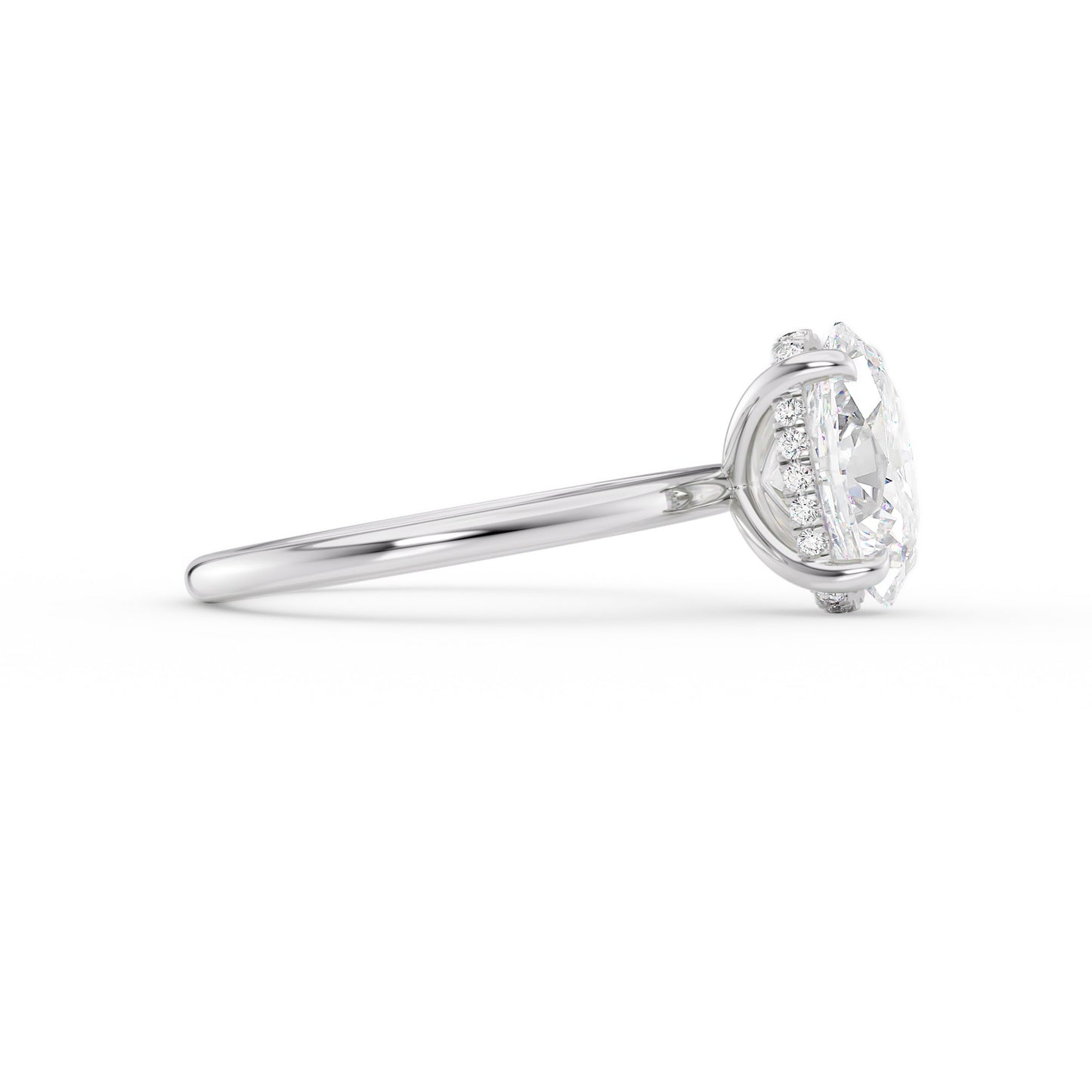 Alexandra-1.50 Carats Oval Moissanite Hidden Halo Engagement Ring