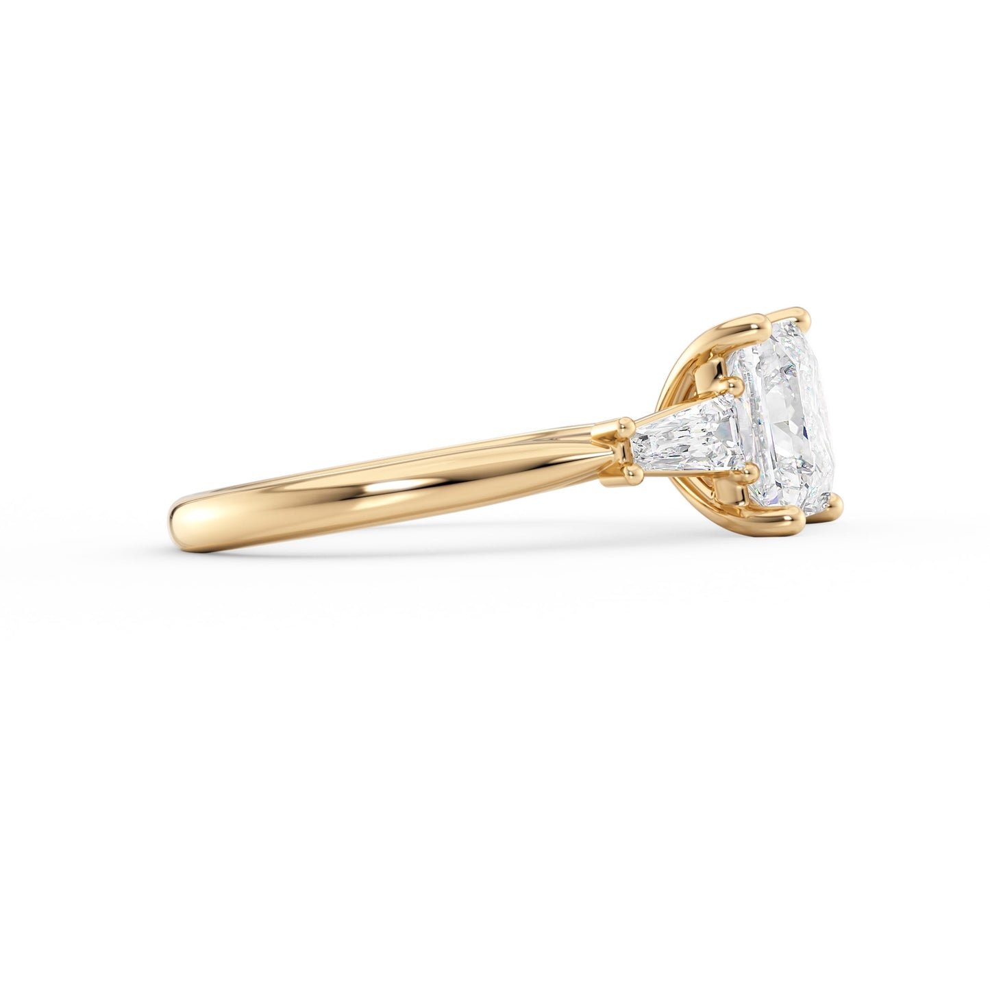 Rachel-2.10 Carats Princess Moissanite Three Stone Engagement Ring