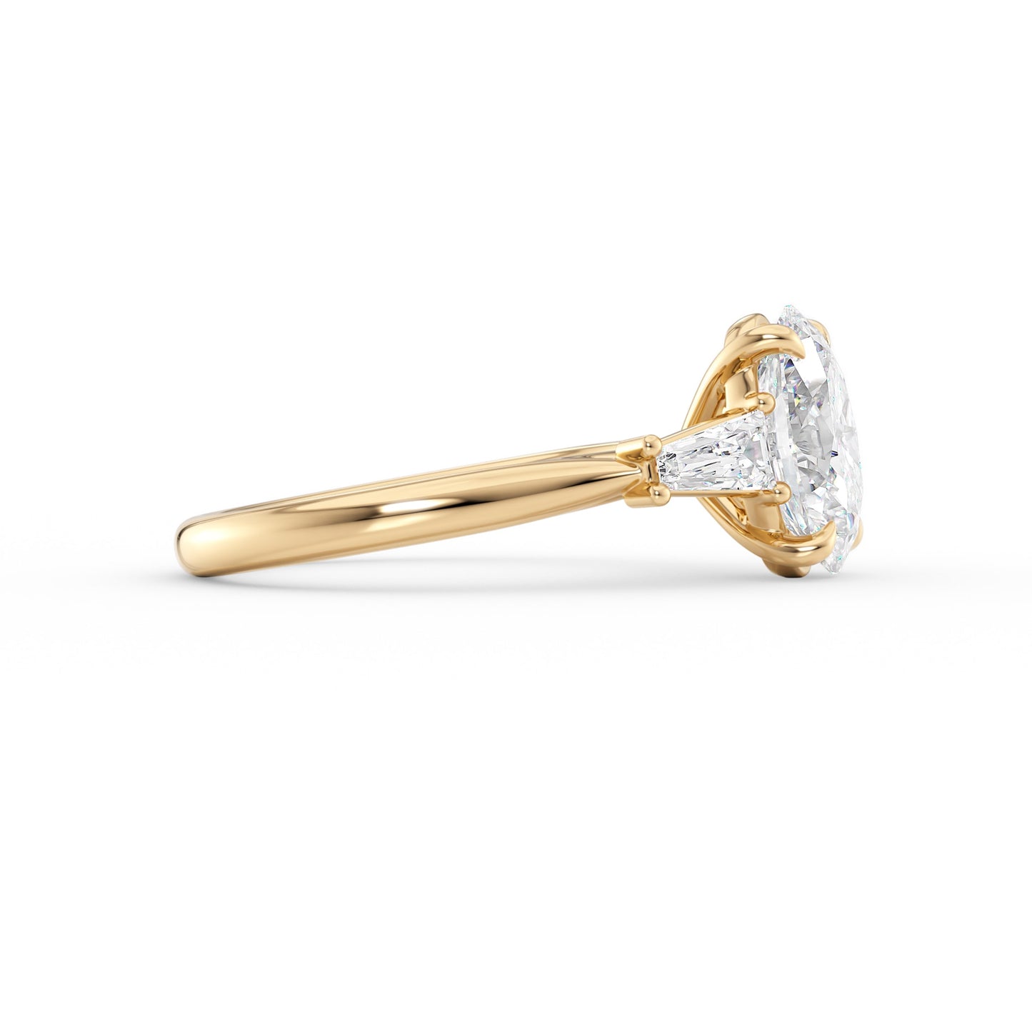 Seraphina-1.80 Carats Oval Moissanite Three Stone Engagement Ring