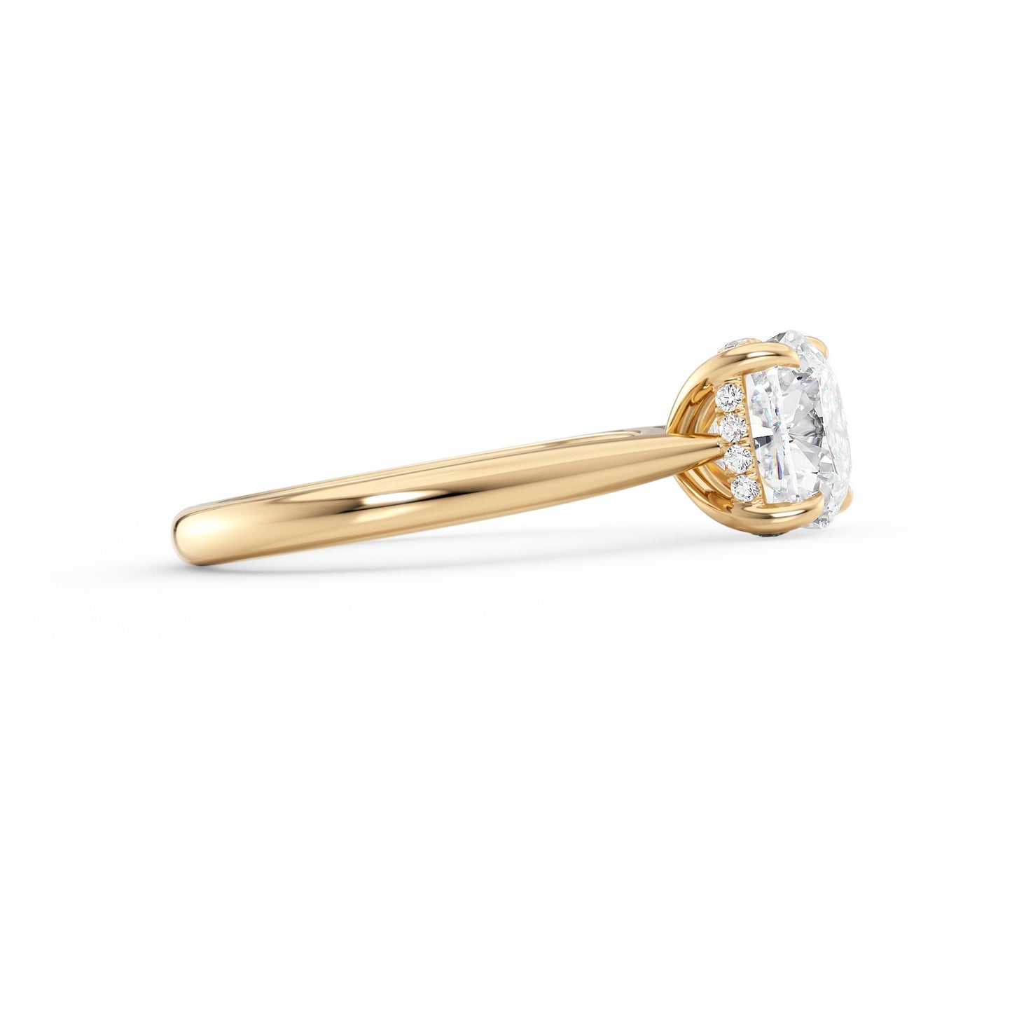 Victoria-1.10 Carats Cushion Moissanite Hidden Halo Engagement Ring