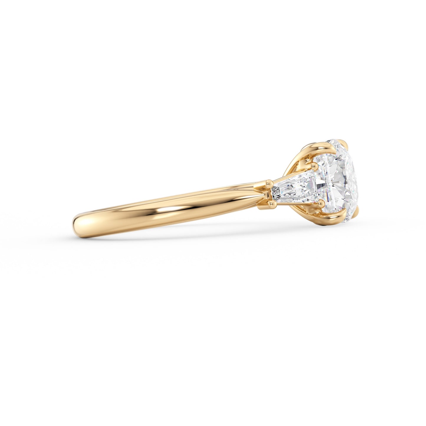 Luna-2.40 Carats Cushion Moissanite Three Stone Engagement Ring