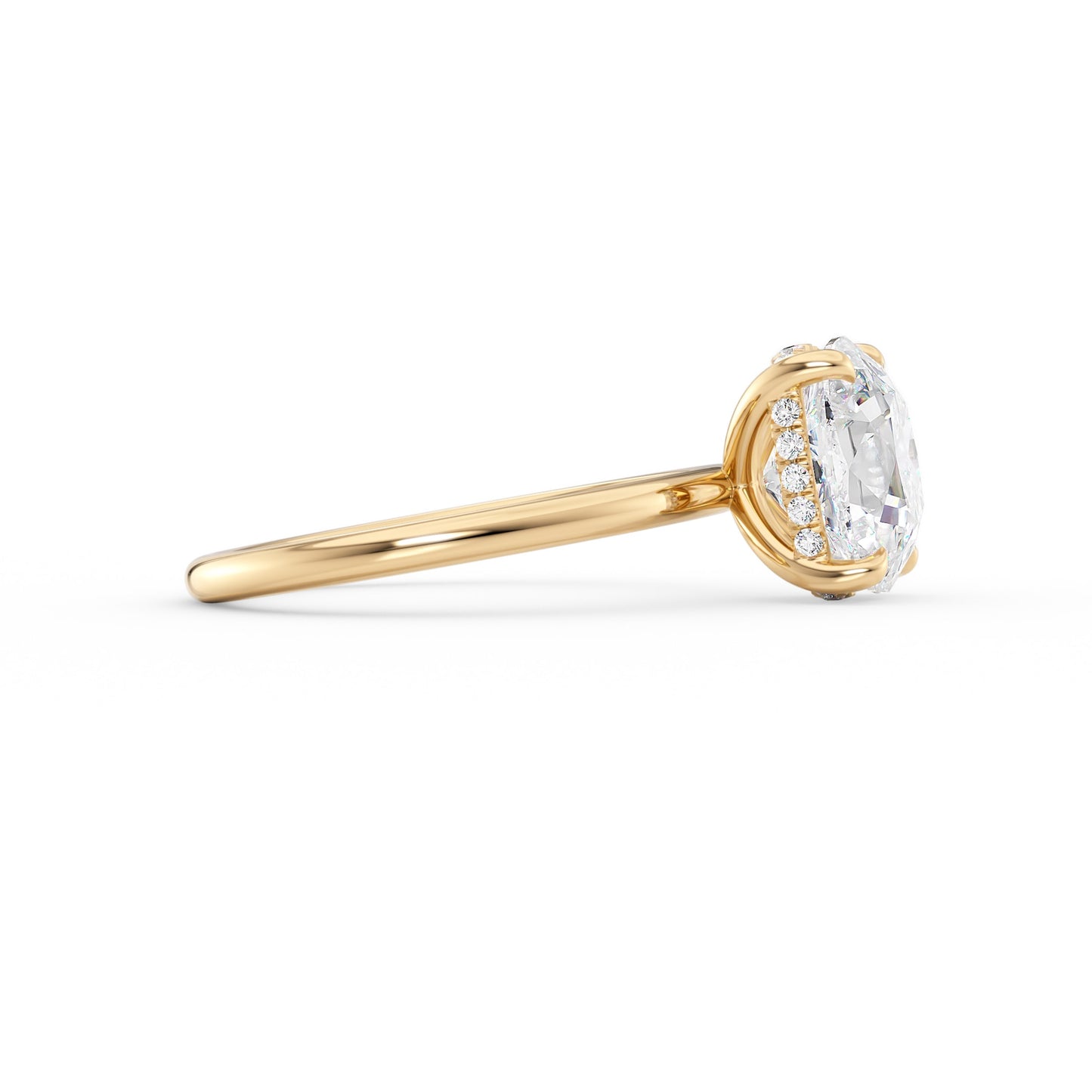 Daisy-1.80 Carats Cushion Moissanite Hidden Halo Engagement Ring