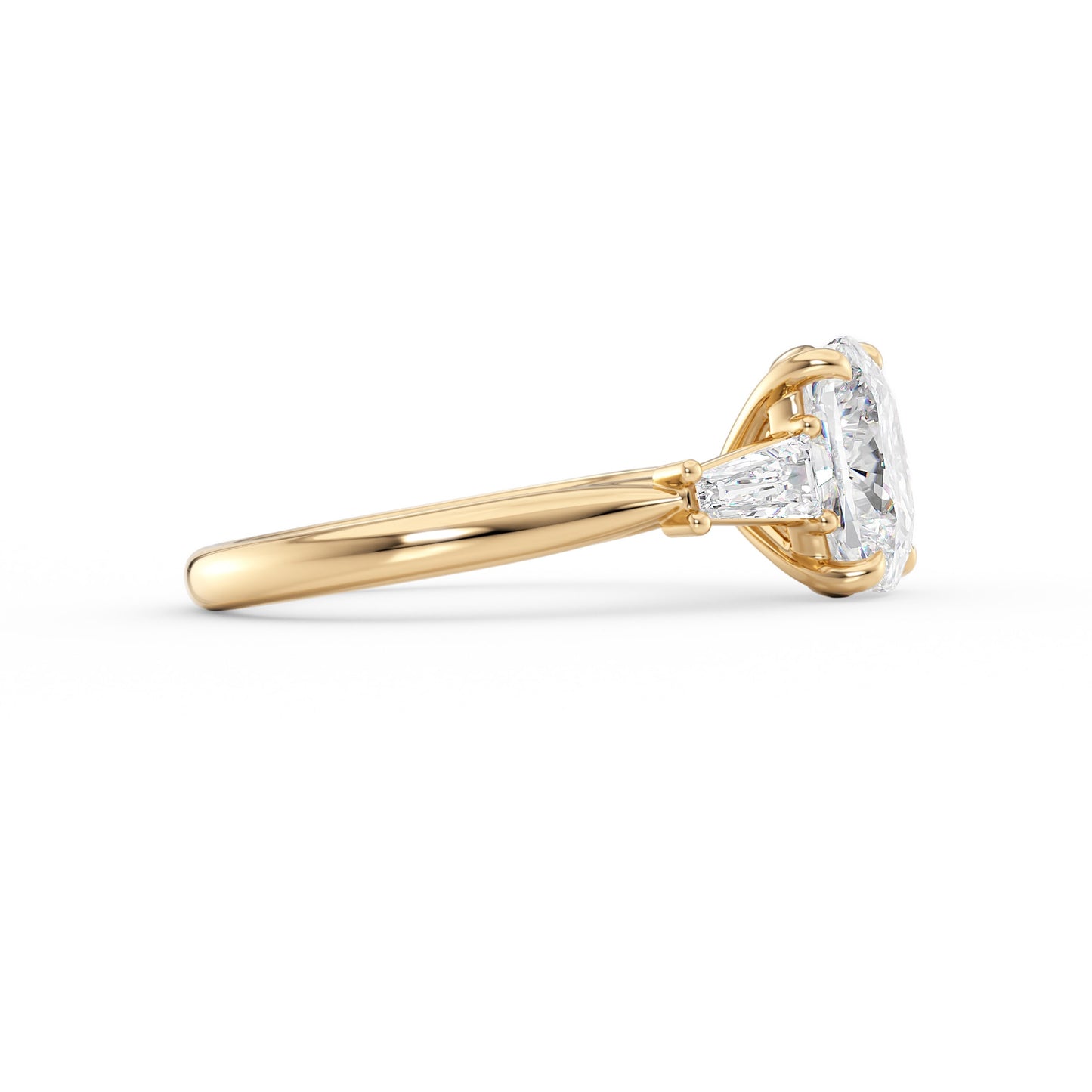 Stella-2.0 Carats Elongated Cushion Moissanite Three Stone Engagement Ring