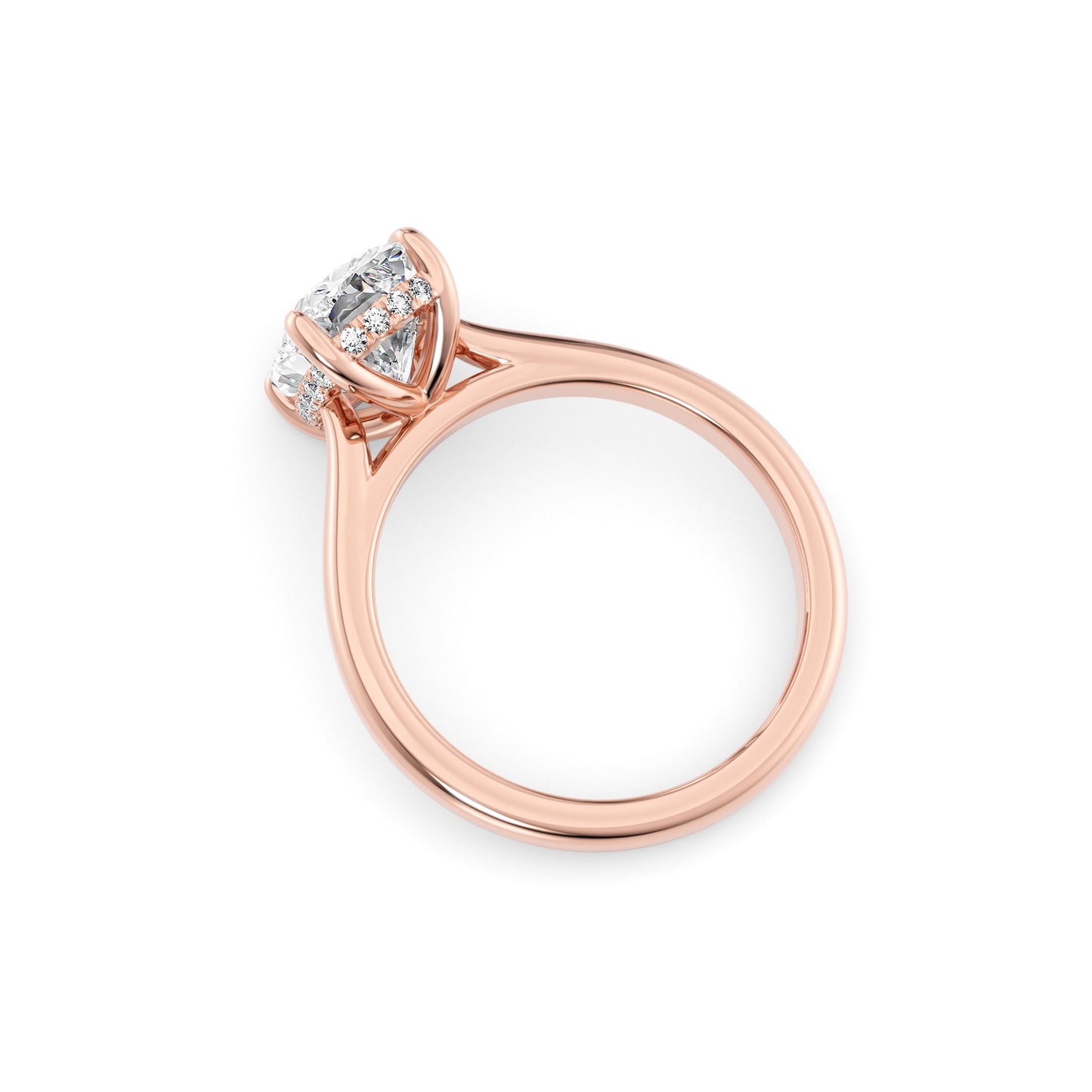 Eleanor-1.30 Carats Cushion Moissanite Hidden Halo Engagement Ring