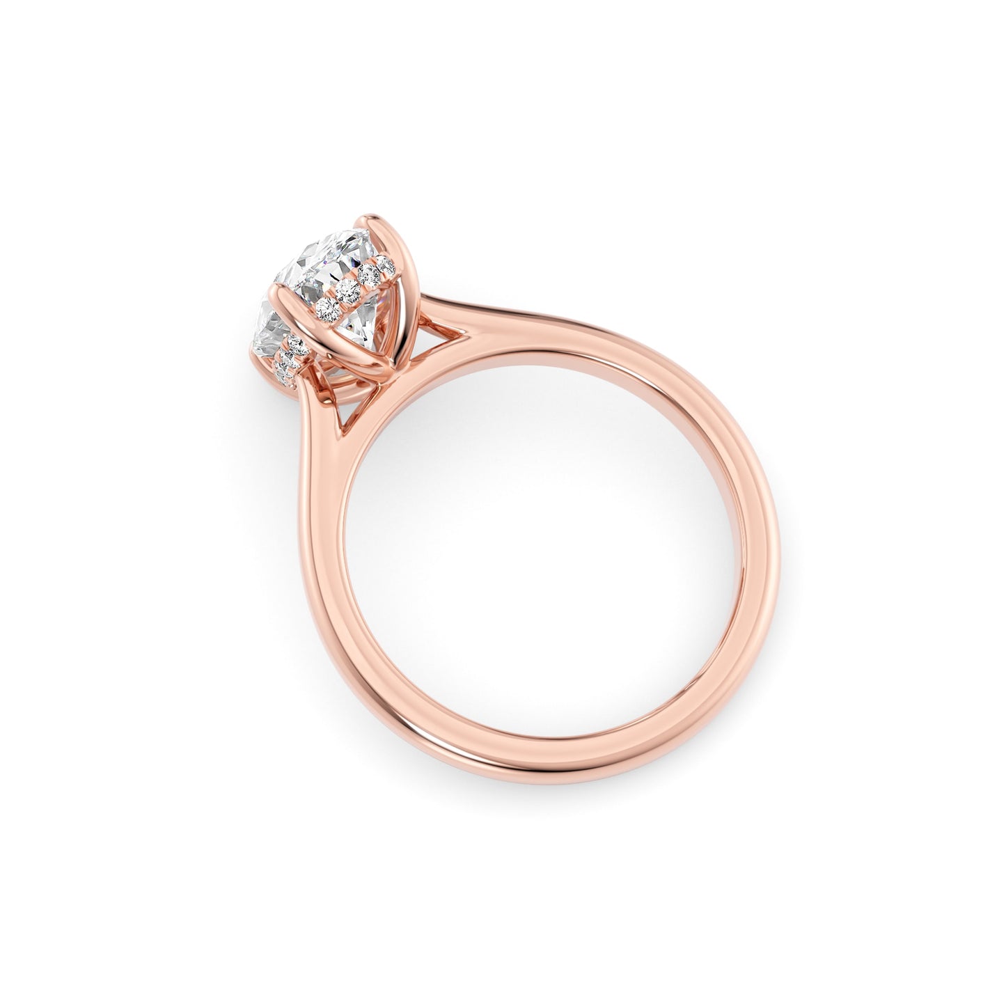 Bella-1.0 Carats Oval Moissanite Hidden Halo Engagement Ring