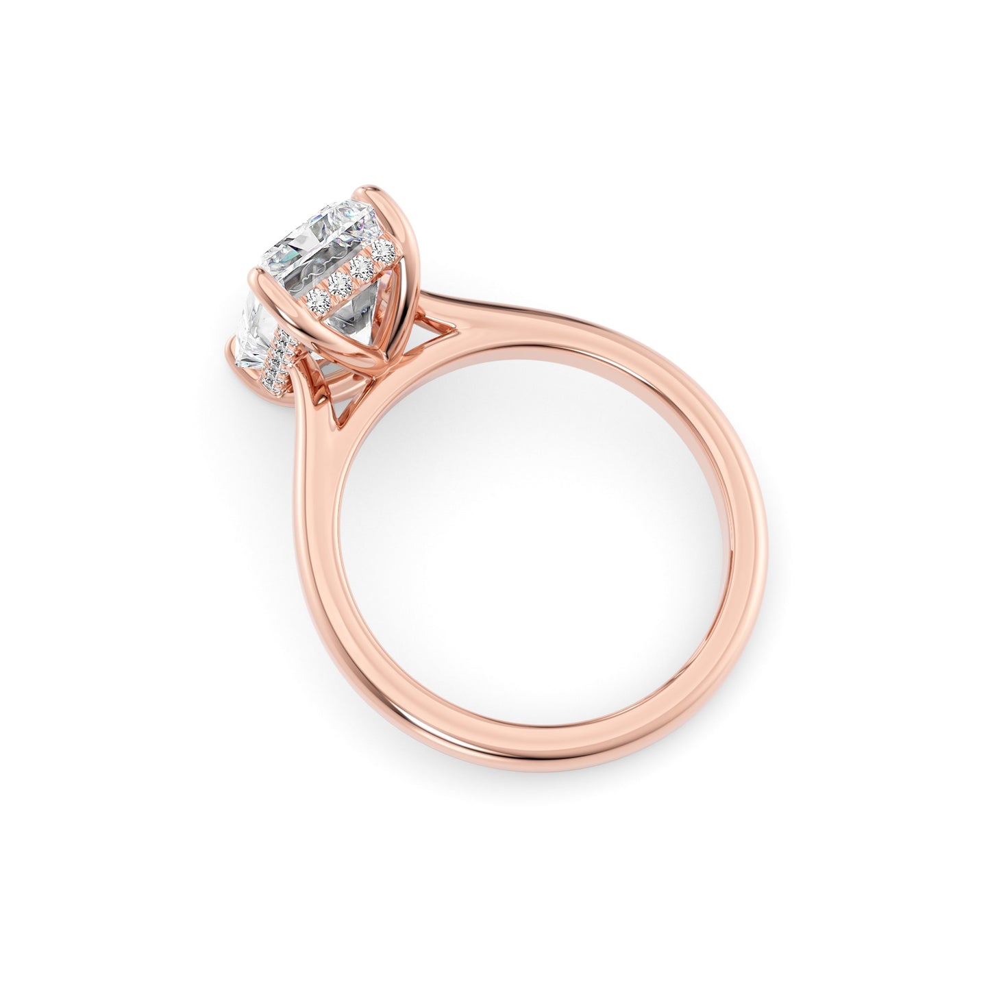 Molly-1.20 Carats Radiant Moissanite Hidden Halo Engagement Ring