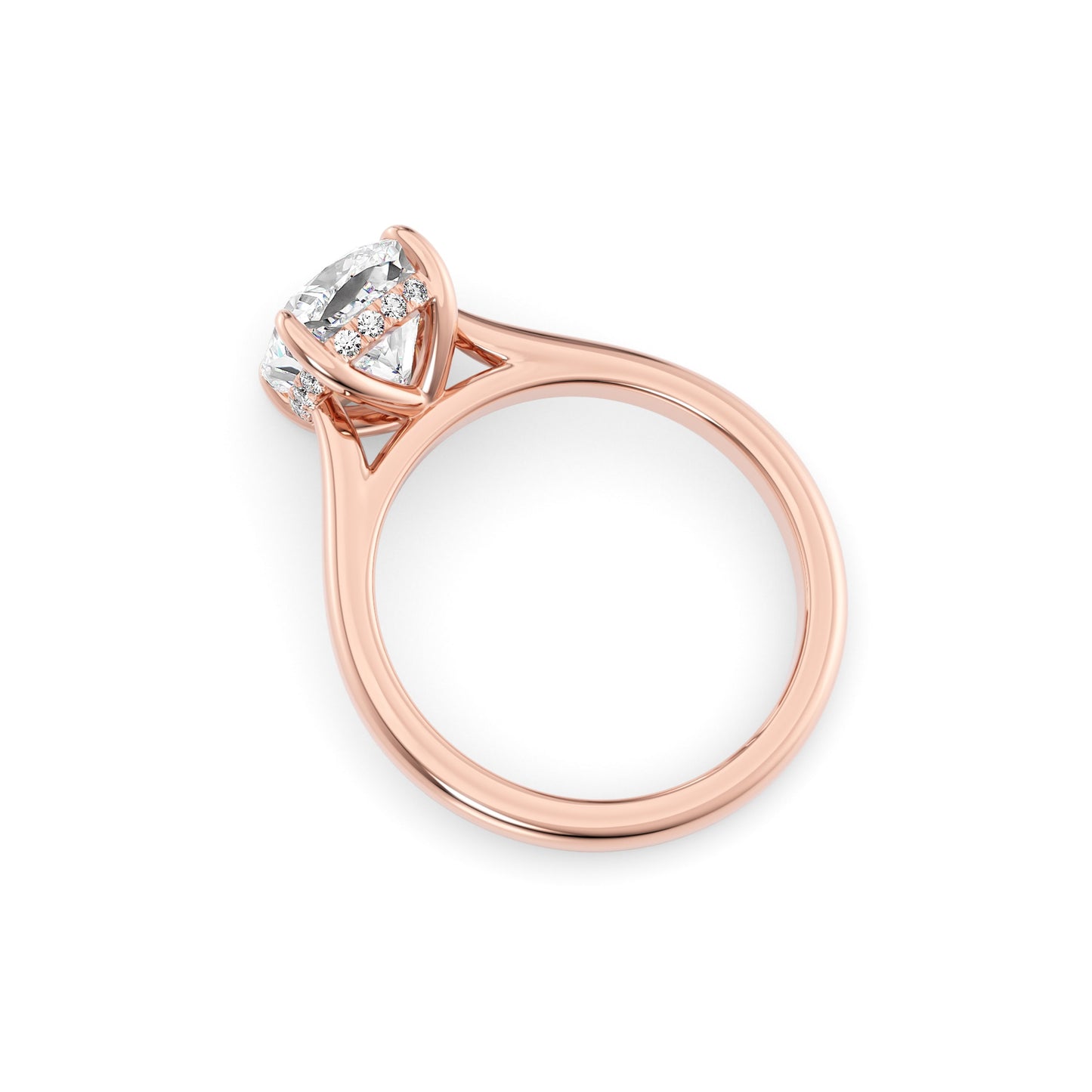 Victoria-1.10 Carats Cushion Moissanite Hidden Halo Engagement Ring