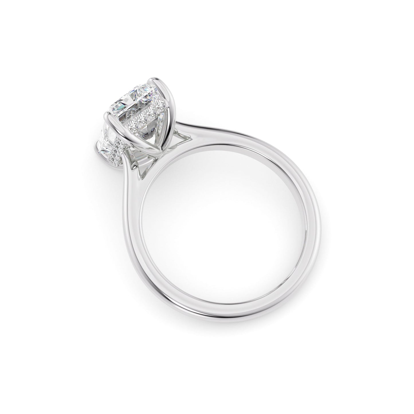 Molly-1.20 Carats Radiant Moissanite Hidden Halo Engagement Ring
