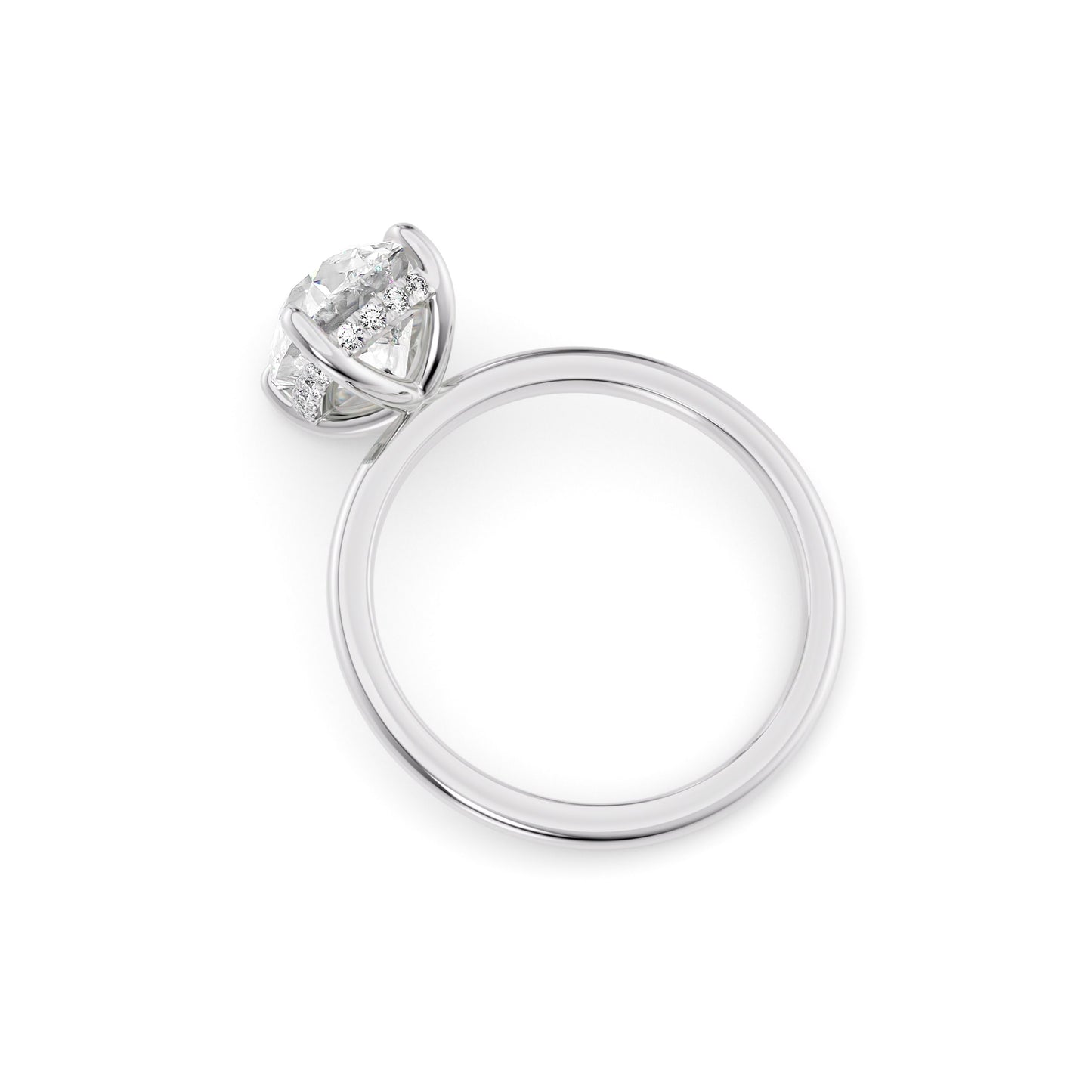 Daisy-1.80 Carats Cushion Moissanite Hidden Halo Engagement Ring