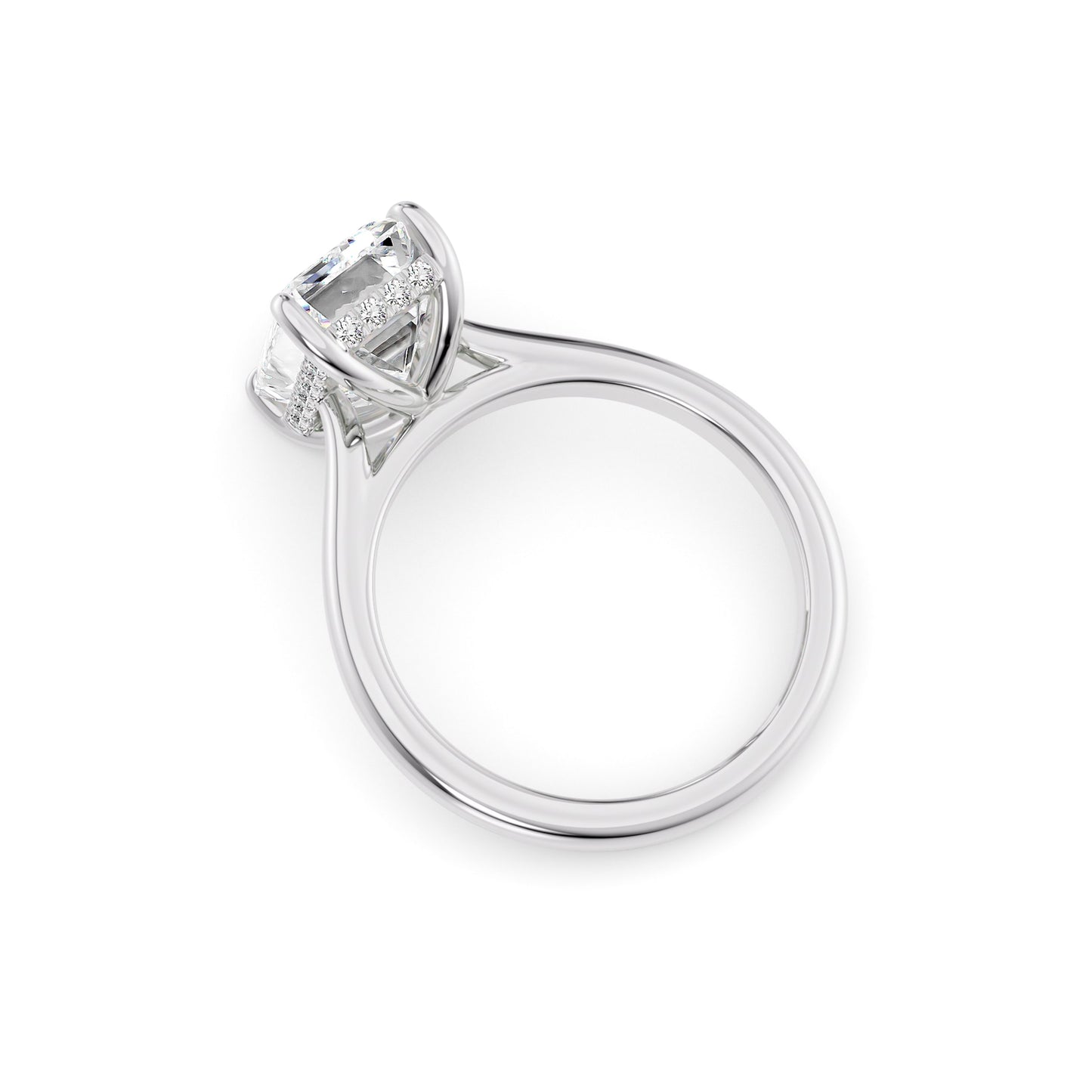 Willow-1.20 Carats Emerald Moissanite Hidden Halo Engagement Ring