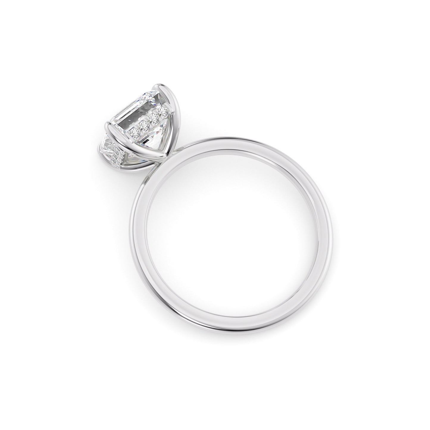 Nicole-1.0 Carats Asscher Moissanite Hidden Halo Engagement Ring