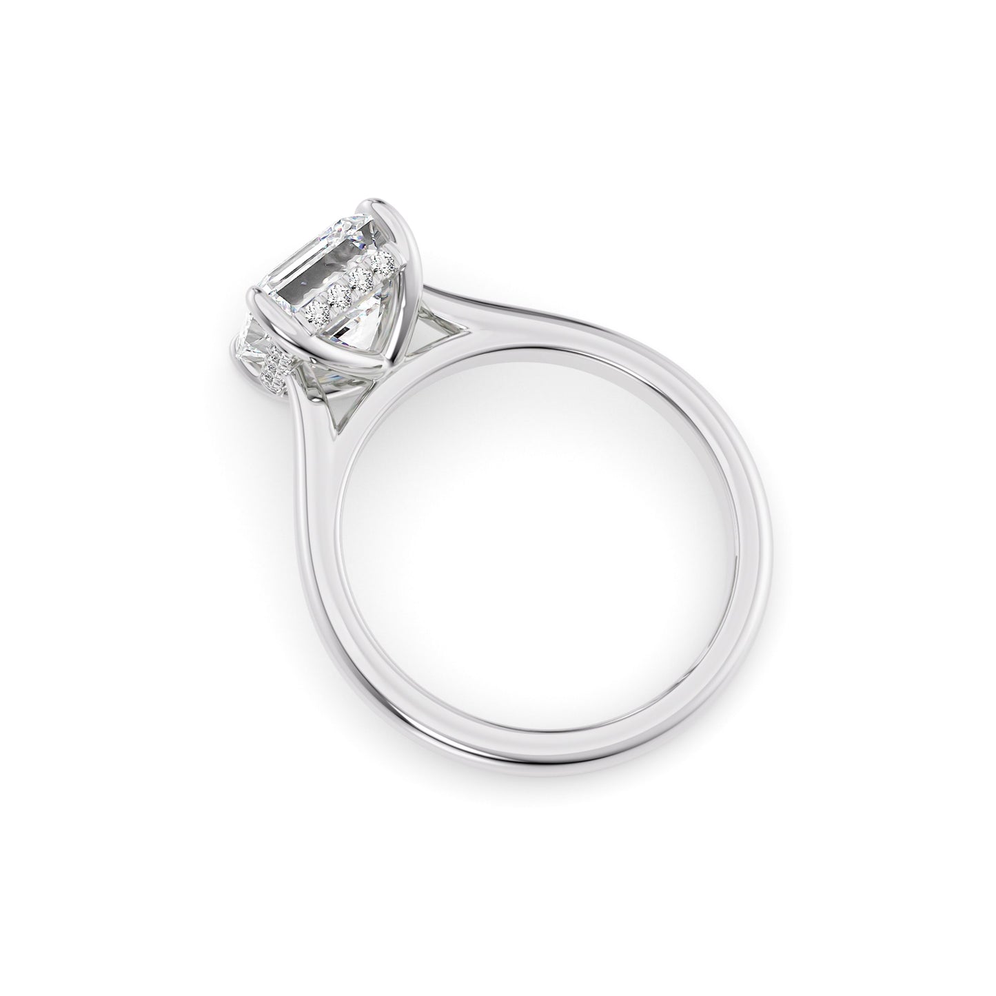 Taylor-1.0 Carats Asscher Moissanite Hidden Halo Engagement Ring
