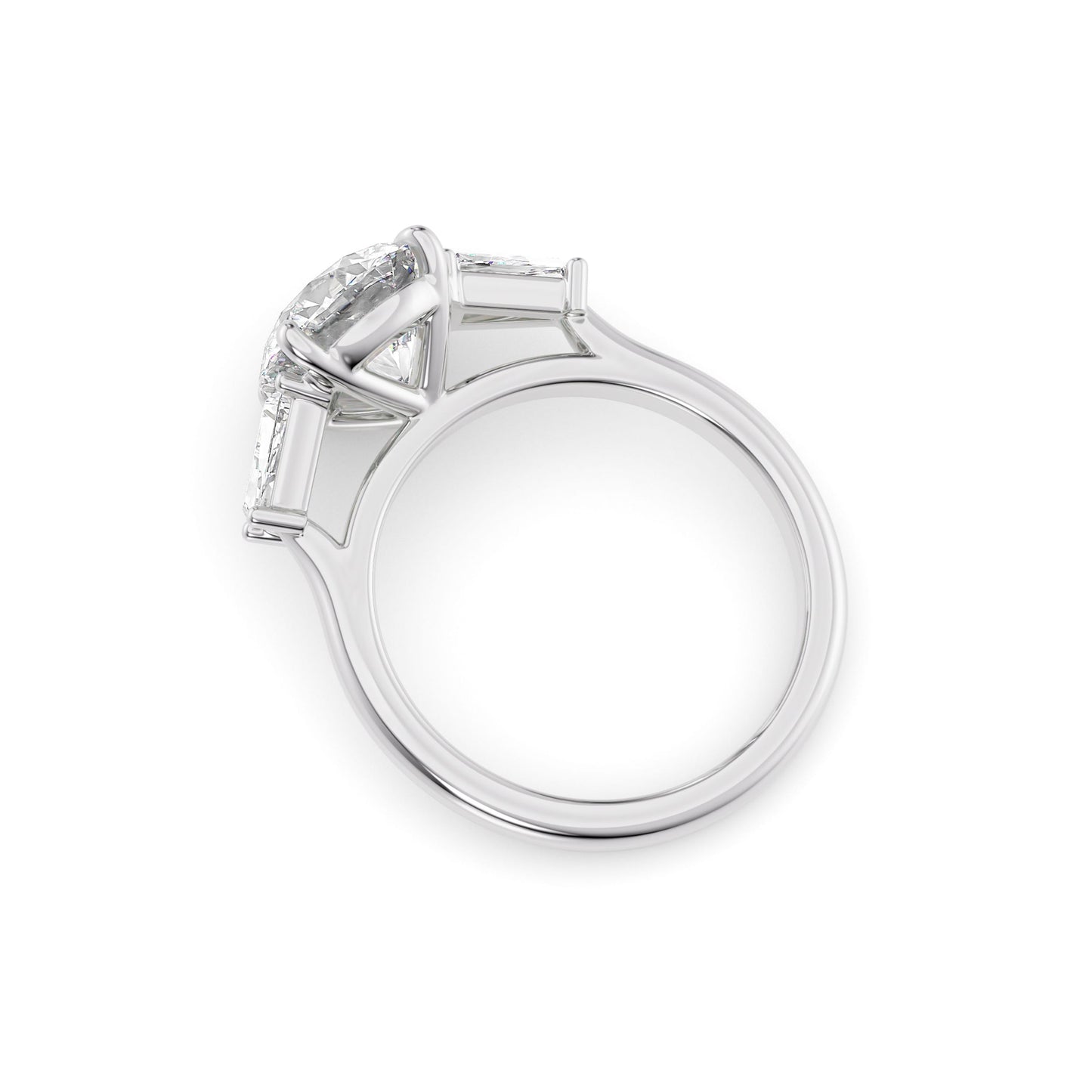 Madeline-2.80 Carats Round Moissanite Three Stone Engagement Ring