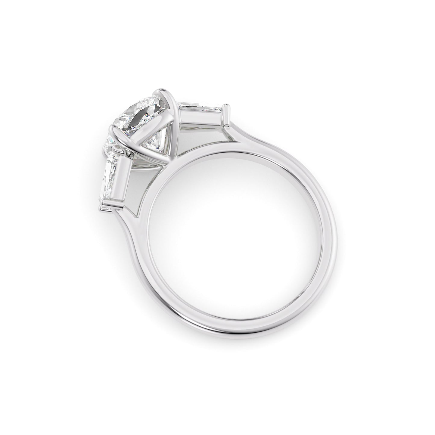 Luna-2.40 Carats Cushion Moissanite Three Stone Engagement Ring