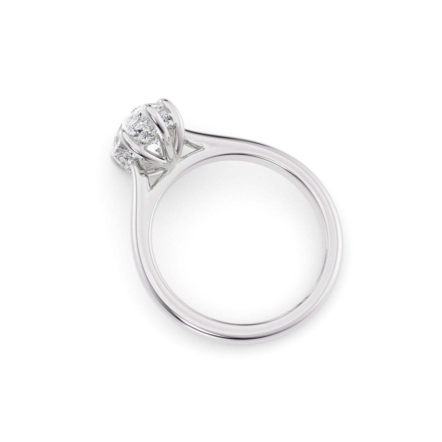 Maria-1.0 Carats Pear Moissanite Hidden Halo Engagement Ring