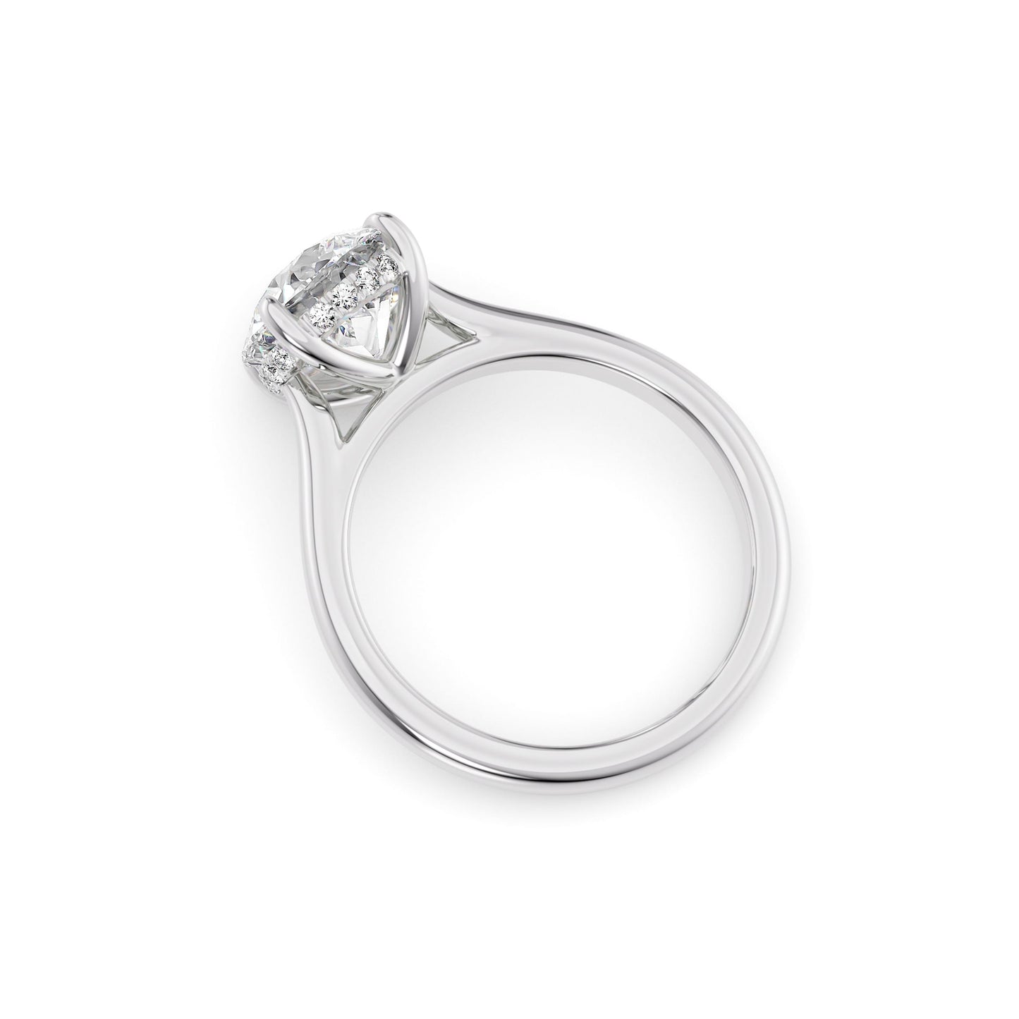 Emma-1.20 Carats Round Moissanite Hidden Halo Engagement Ring
