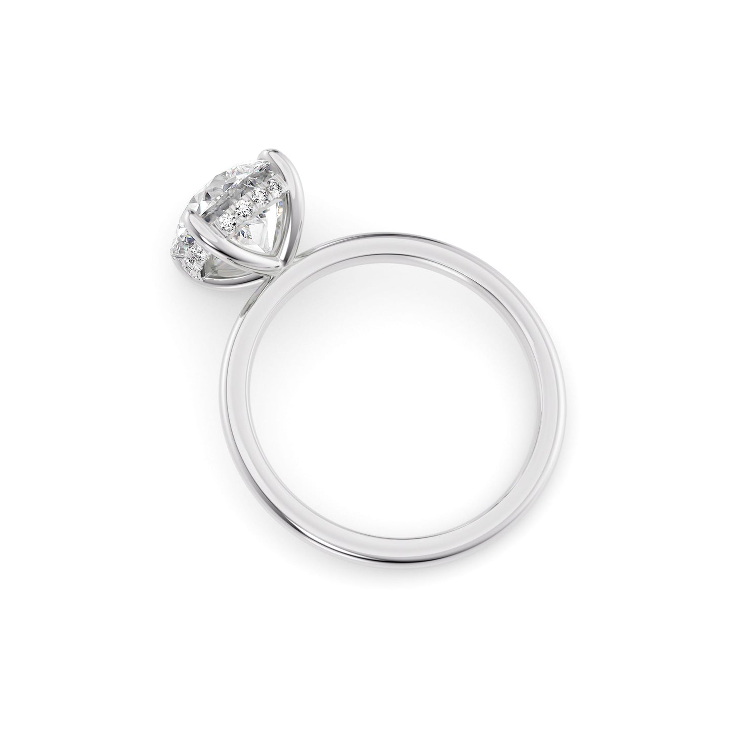 Julia-1.20 Carats Round Moissanite Hidden Halo Engagement Ring