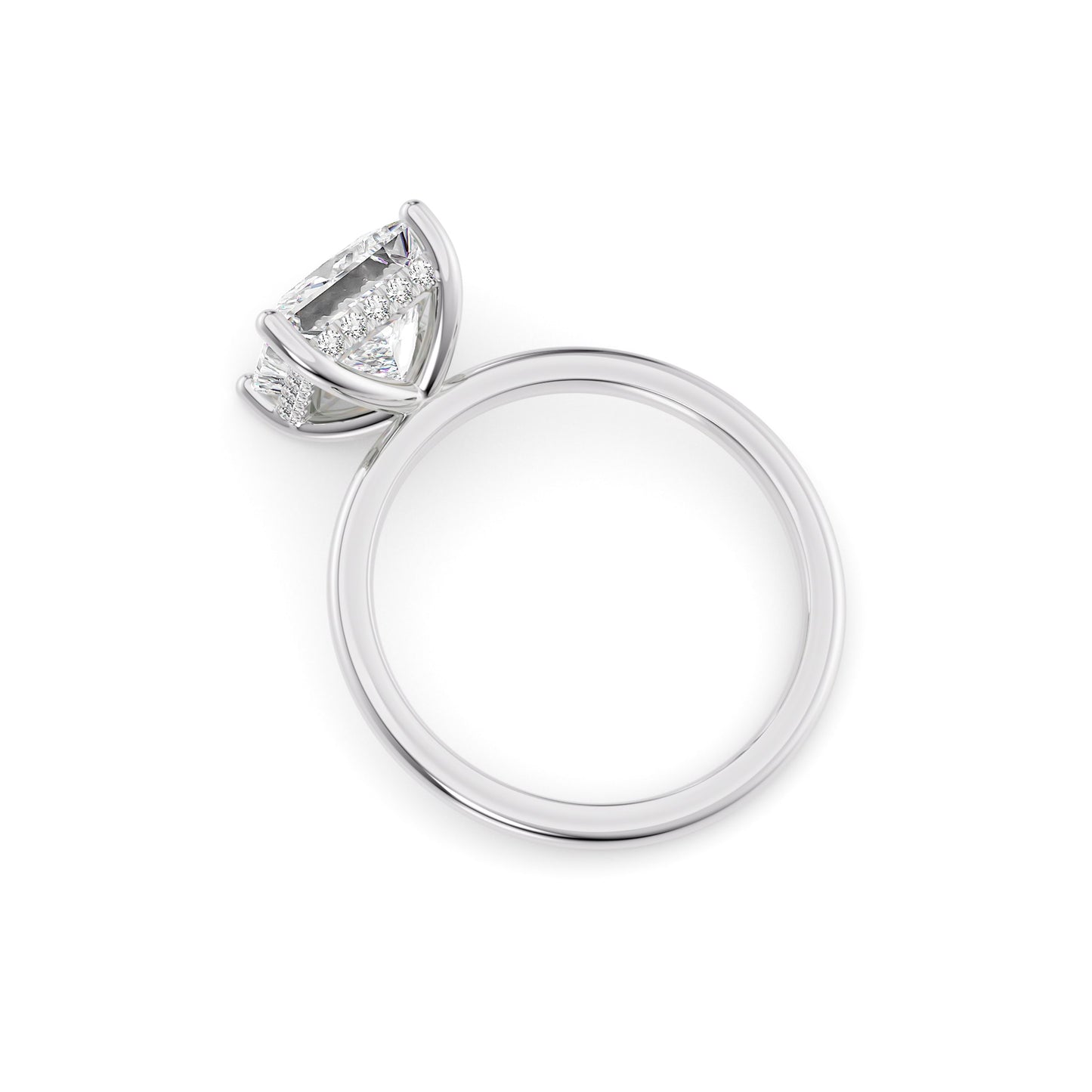 Emery-2.10 Carats Princess Moissanite Hidden Halo Engagement Ring