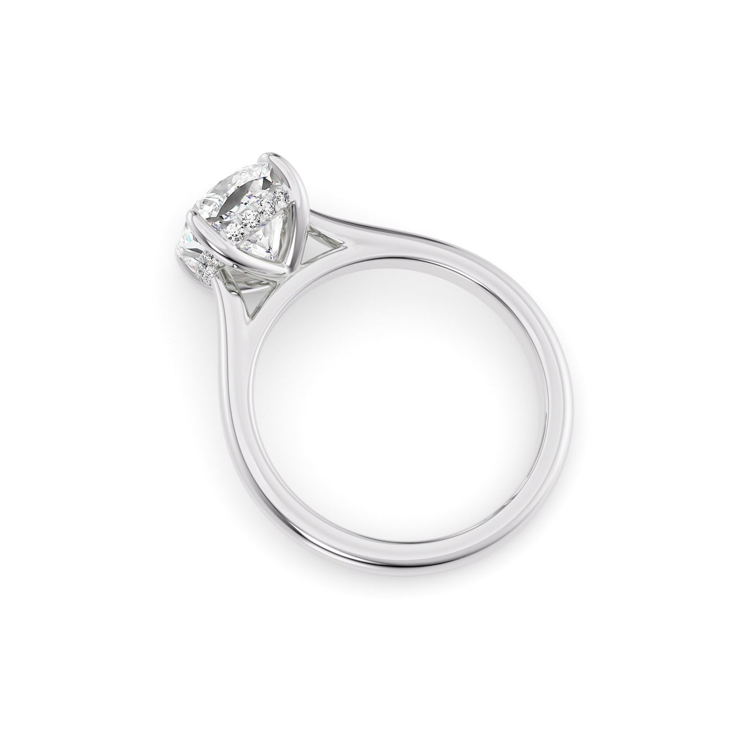 Victoria-1.10 Carats Cushion Moissanite Hidden Halo Engagement Ring