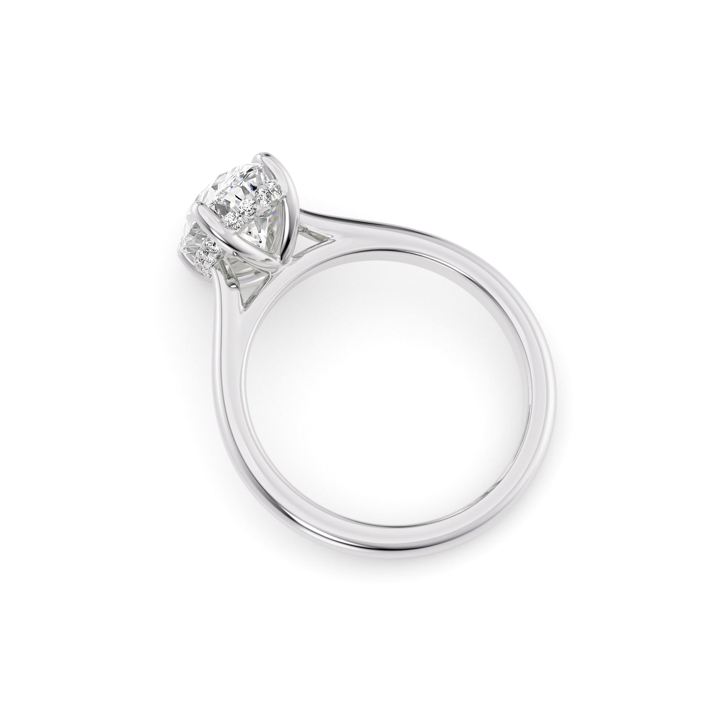 Bella-1.0 Carats Oval Moissanite Hidden Halo Engagement Ring
