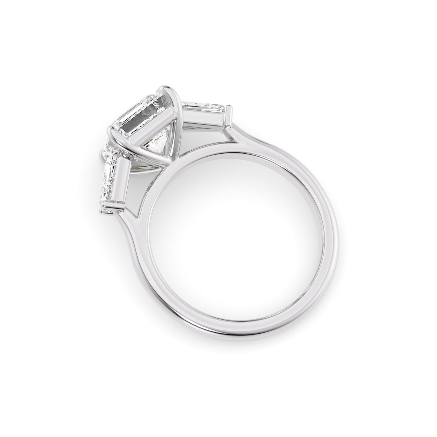 Makayla-1.50 Carats Asscher Moissanite Three Stone Engagement Ring