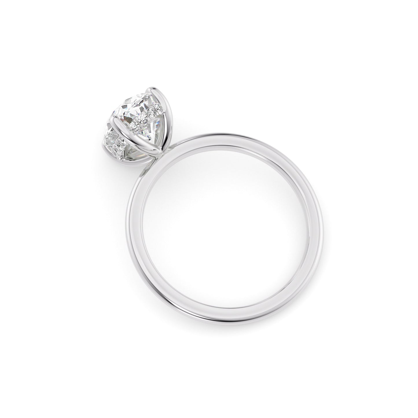 Alexandra-1.50 Carats Oval Moissanite Hidden Halo Engagement Ring