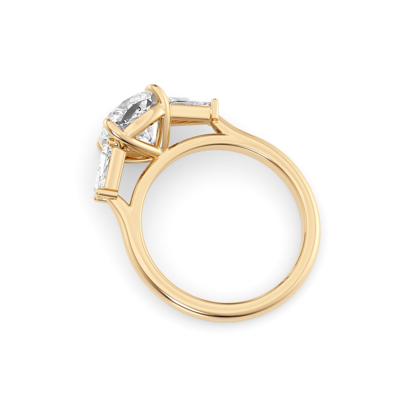 Luna-2.40 Carats Cushion Moissanite Three Stone Engagement Ring