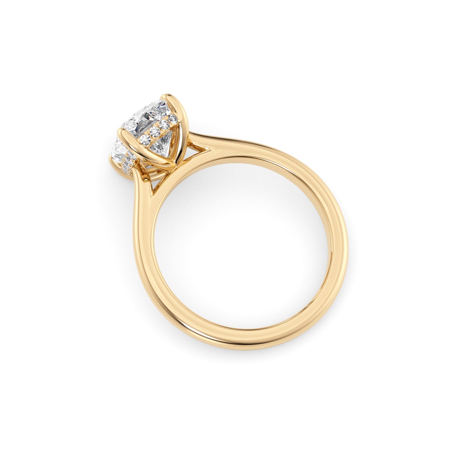 Eleanor-1.30 Carats Cushion Moissanite Hidden Halo Engagement Ring