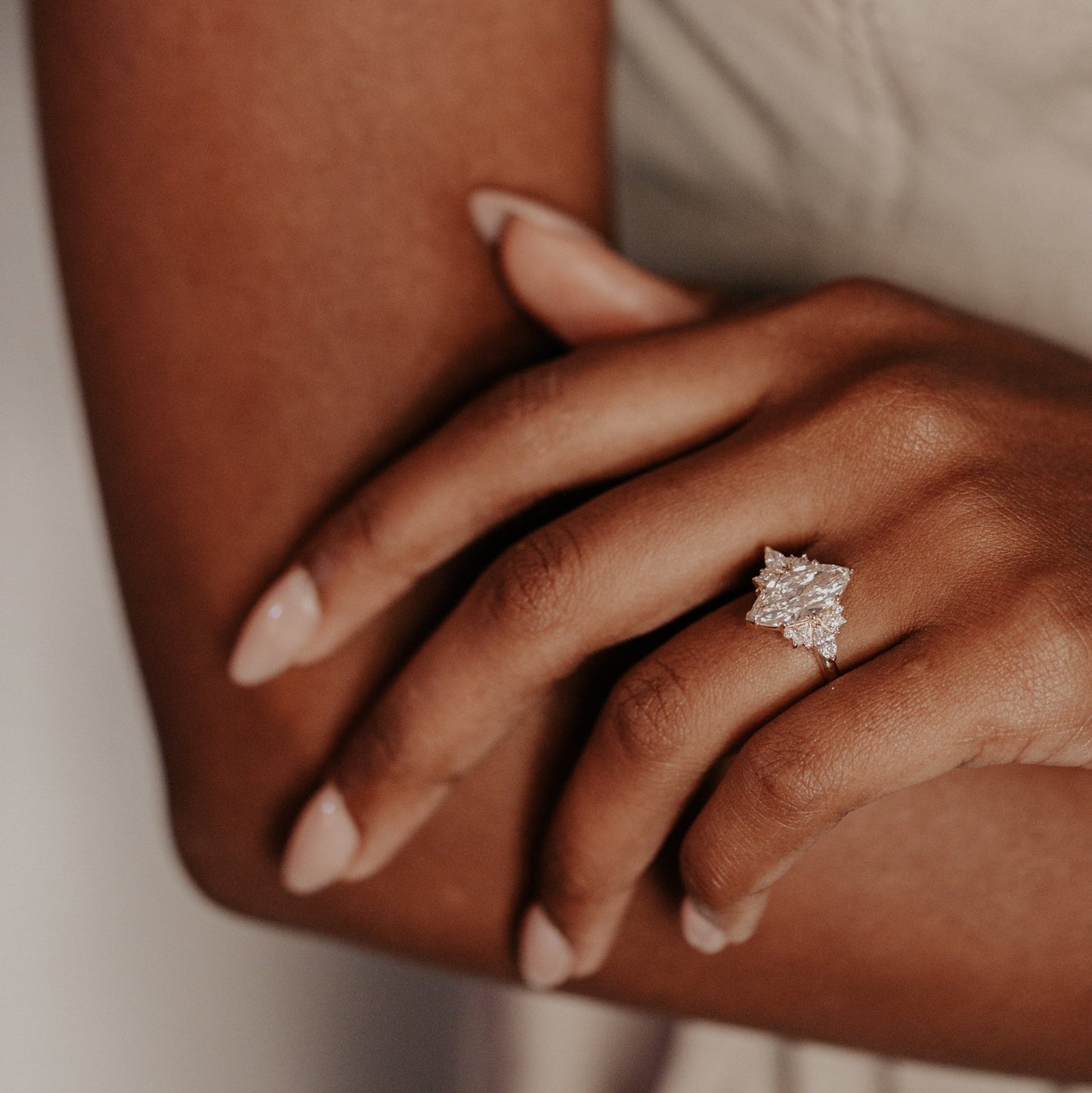 2.0 CT Carats Marquise Cut Moissanite diamond Cluster Style Engagement Ring