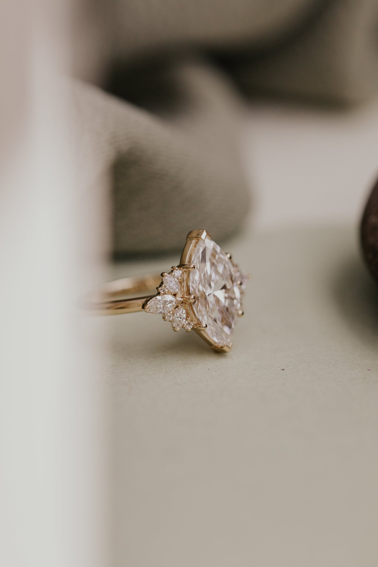 2.0 CT Carats Marquise Cut Moissanite diamond Cluster Style Engagement Ring