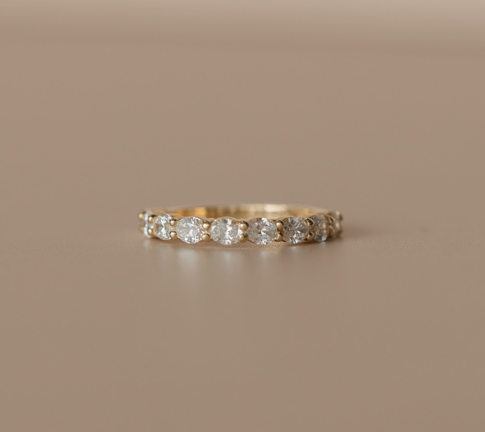 Arianna-0.30 TCW Oval Moissanite Half Eternity Wedding Band