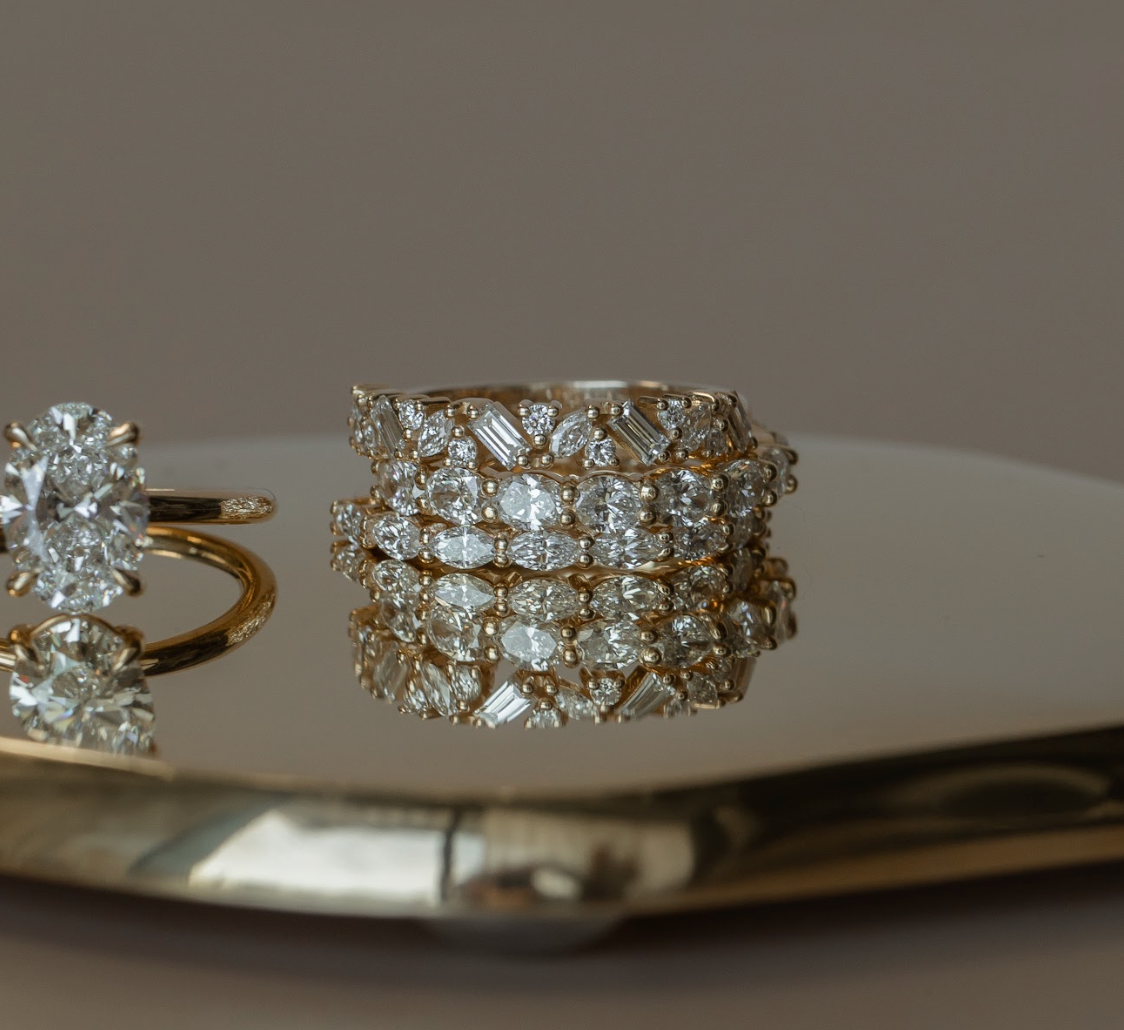 Arianna-0.30 TCW Oval Moissanite Half Eternity Wedding Band