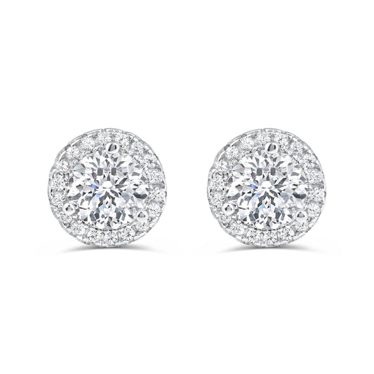 Scarlett- 1.5 CT Round Moissanite Halo Stud Earrings