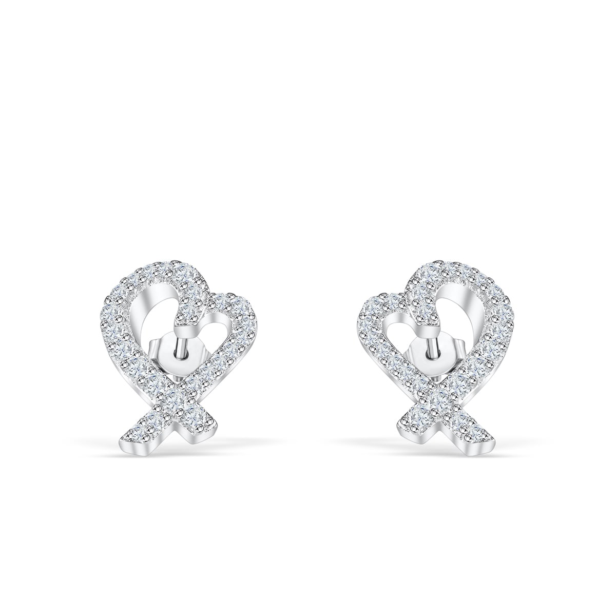 Violet- 0.15 TCW Round Moissanite Heart Stud Earrings