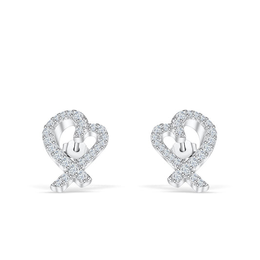 Violet- 0.15 TCW Round Moissanite Heart Stud Earrings