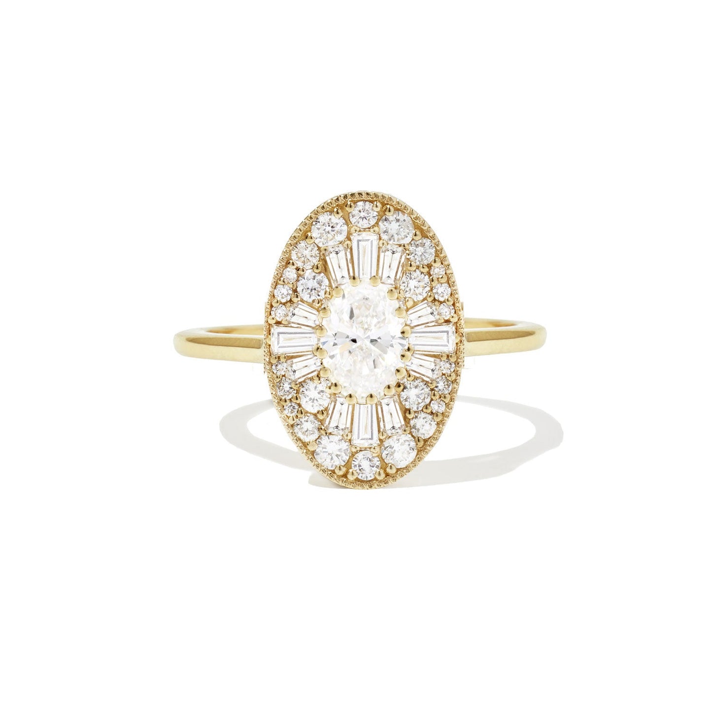 0.70 CT Oval cut CVD Diamond Ballerina Setting Engagement Ring